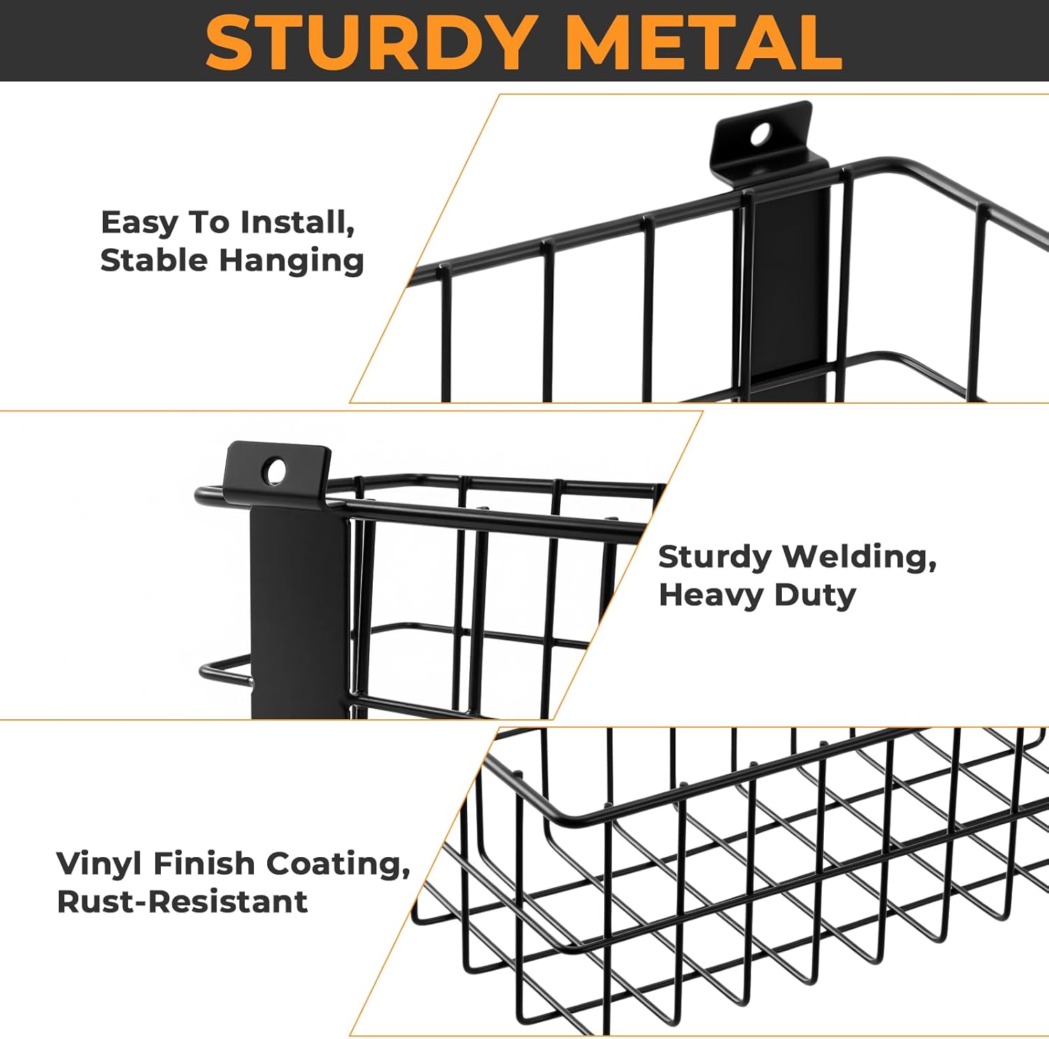 33PCS Slatwall Accessories Set with 4 Metal Slatwall Baskets, 2 Plastic Slatwall Bins, 27 PCS Slatwall Hooks, Heavy Duty Slat Wall Baskets and Bins for Garage Organization Workshop Storage
