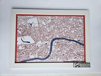 MIA STUDIO Modern City Map, 3D Laser Cut Street Layout Wall Art, Framed with Glass, Amsterdam London New York Series, Three-Layer Mountboard Paper in MDF Frame, Decorative Urban Design London 1
