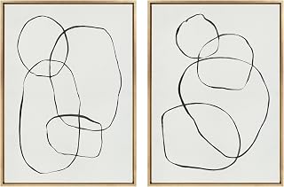 Kate and Laurel Sylvie 871 Modern Circles & 869 Going in Circles Framed Canvas Wall Art Set by Teju Reval of SnazzyHues, 2 Piece Set 28x38 Bright Gold, Modern Abstract Art for Wall