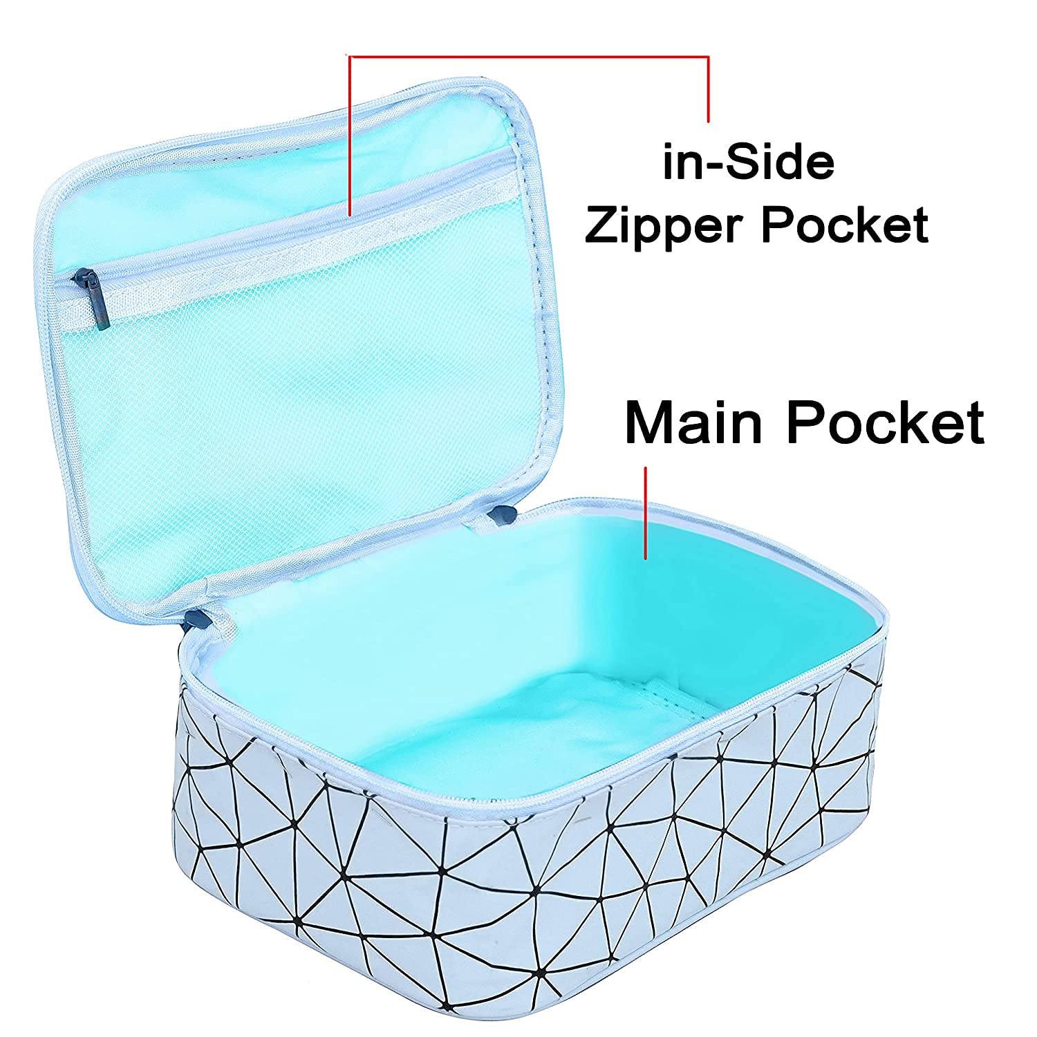 FASTUNBOX (LABEL) Women Travel Cosmetic Make up Organizer Toiletry kit Bag Brush Make up Storage Organizer Cosmetic Bag with Diamond Style (Sky Blue) 2
