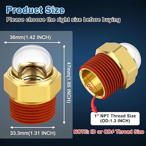 Miniatura 2 de FANOVO Vista de aceite abovedada NPT de 1 '', vidrio de vista de nivel de aceite con visión clara, indicador de nivel de líquido para compresor de