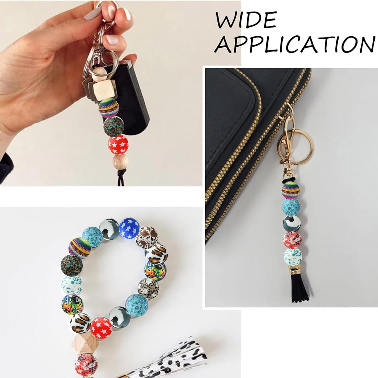 Ipotkitt 60 Pcs 12 Colors 15 mm Printed Silicone Beads Round Focal Beads Bubblegum Ball Beads for DIY Keychain Necklace Bracelet Earring Bag Jewelry Making