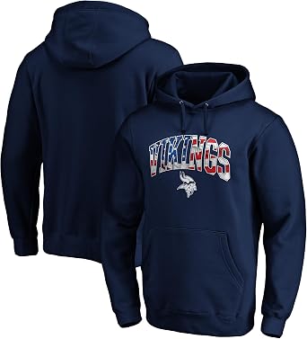 Fanatics Mens Navy Minnesota Vikings Banner Wave Fitted Pullover Hoodie