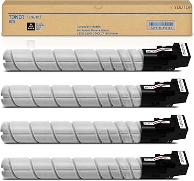 4PK TN328 TN-328 Black Toner Cartridge (AAV8130 AV8150) TN328K Toner Replacement for Konica Minolta Bizhub C300i C360i C250i C7130i Printer (28,000 Pages)