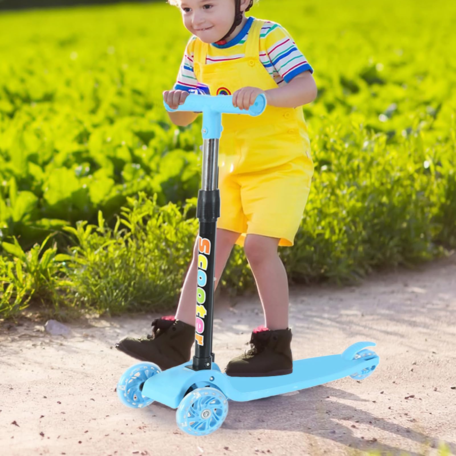 Patinete Infantil, Monopatín Plegable, Scooter de Ruedas con Parpadeante para Niños y Niñas de 2 a 8 Años, Principiantes para Viajes, Transporte, Acampada, Hogar y Exteriores