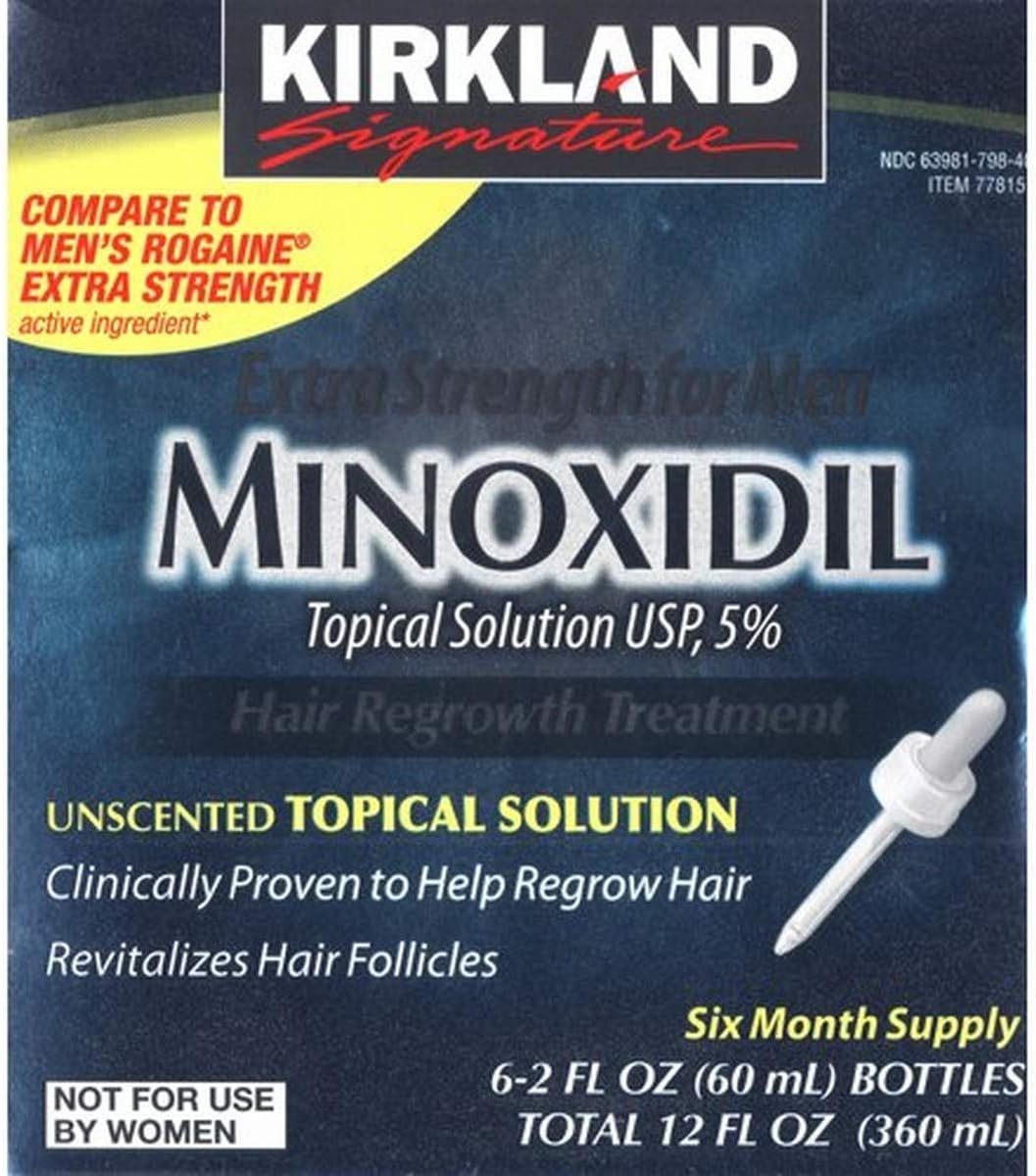 KIRKLAND Signature Extra Strength for Men Minoxidil Topical Solution, 12 Fluid Ounce