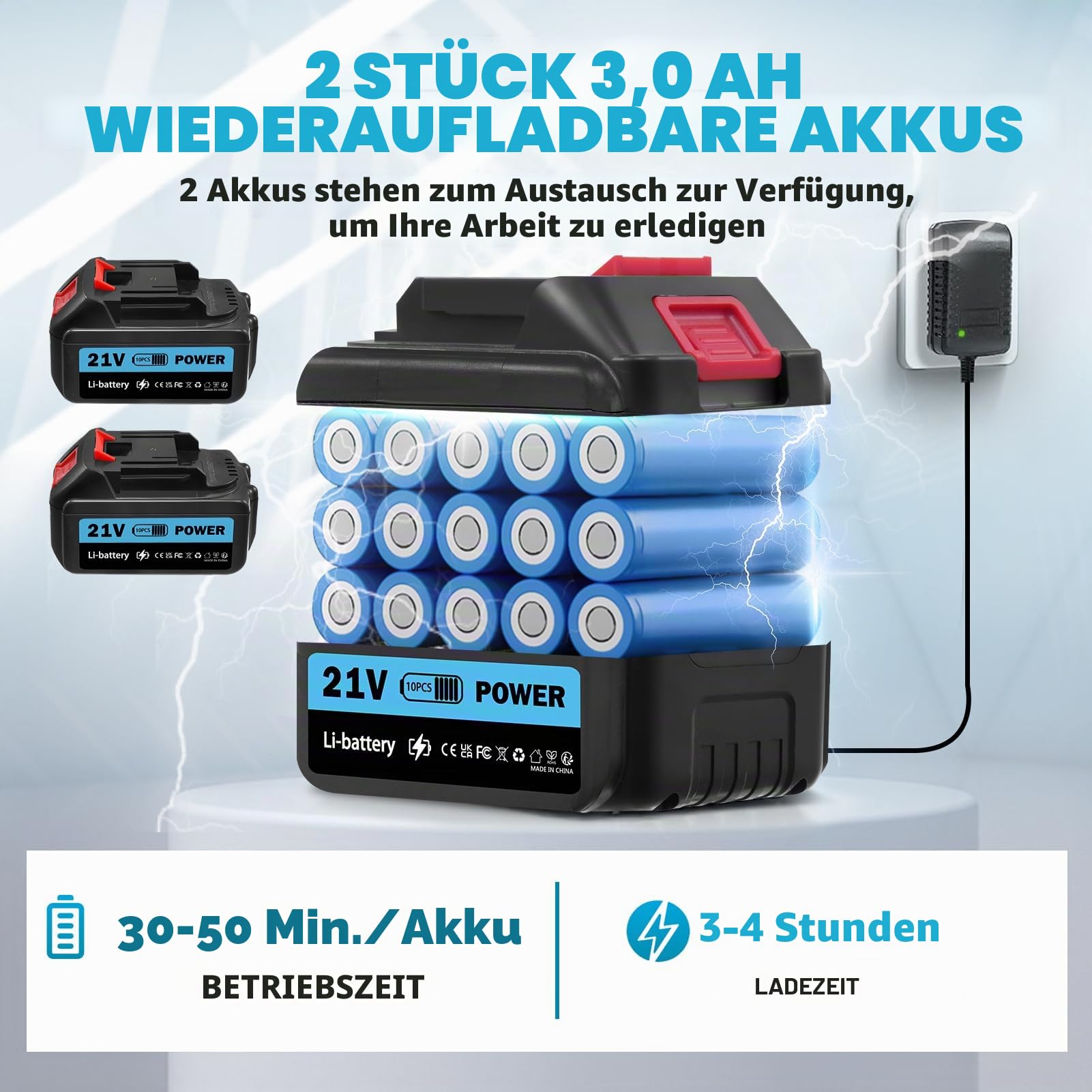Akku Hochdruckreiniger, Max 120Bar Tragbarer Druckreiniger Pistole, 21V Hochdruckpistole mit 2×3.0AH Akkus, 6-in-1 Verstellbare Düse,5M Schlauch,Schaumsprüher, Pressure Washer für Auto Graten
