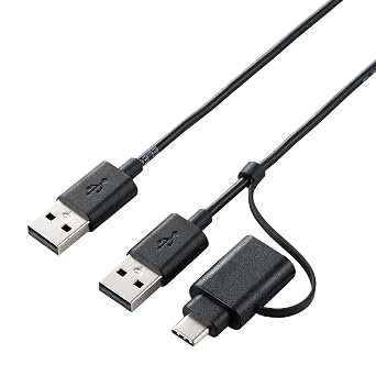 Elecom UC-TV5XBK Data Migration Cable, Windows and Mac Compatible, USB 2.0 Type-C Adapter Included, 4.9 ft 1.5 m, Black