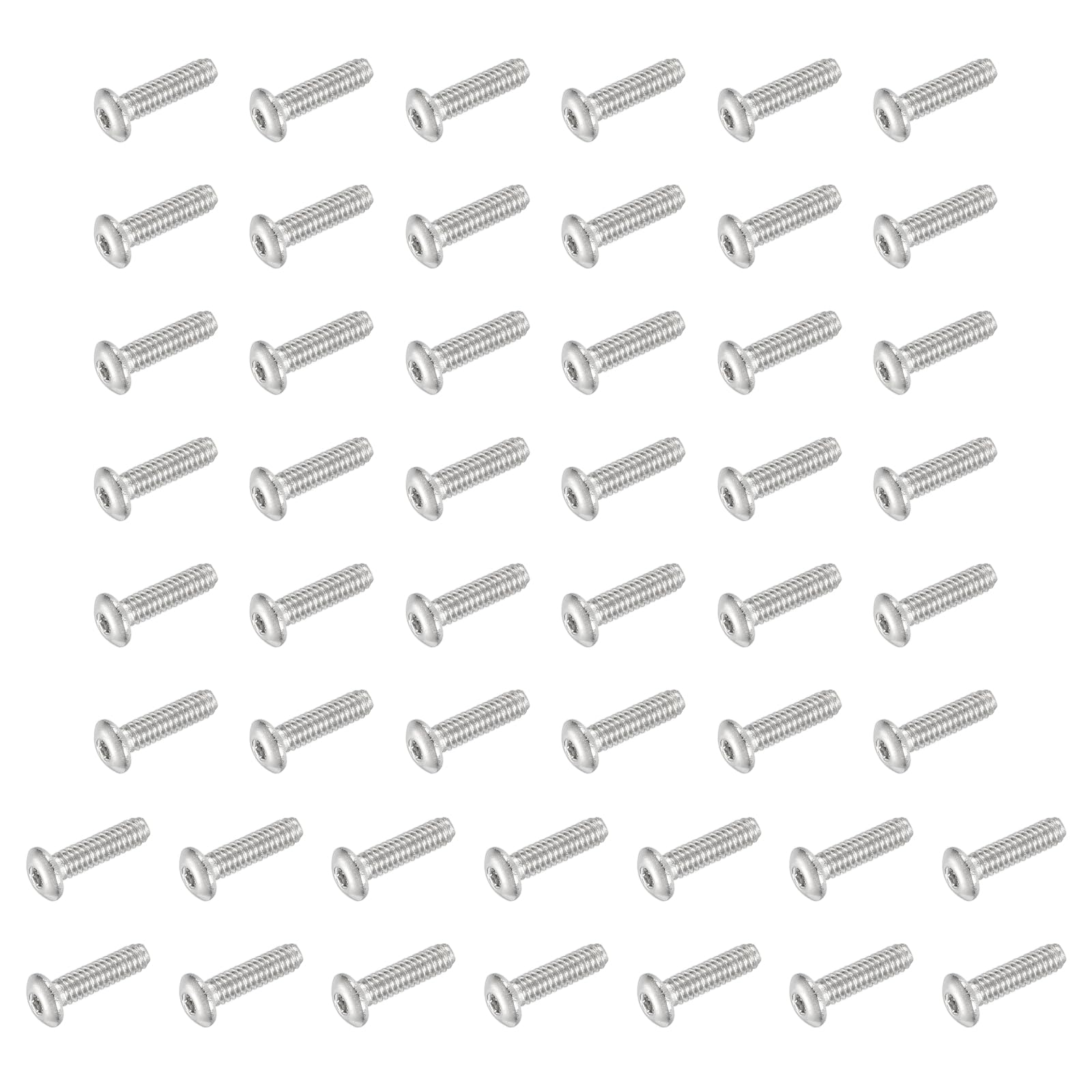 PATIKIL Button Head Socket Cap Screws, 100 PCS #2-56 UNC x 5/16 Inch 304 Stainless Steel Hex Drive Fully Thread Machine Bolts Screw for Furniture Water Pump Light Fixture, Silver