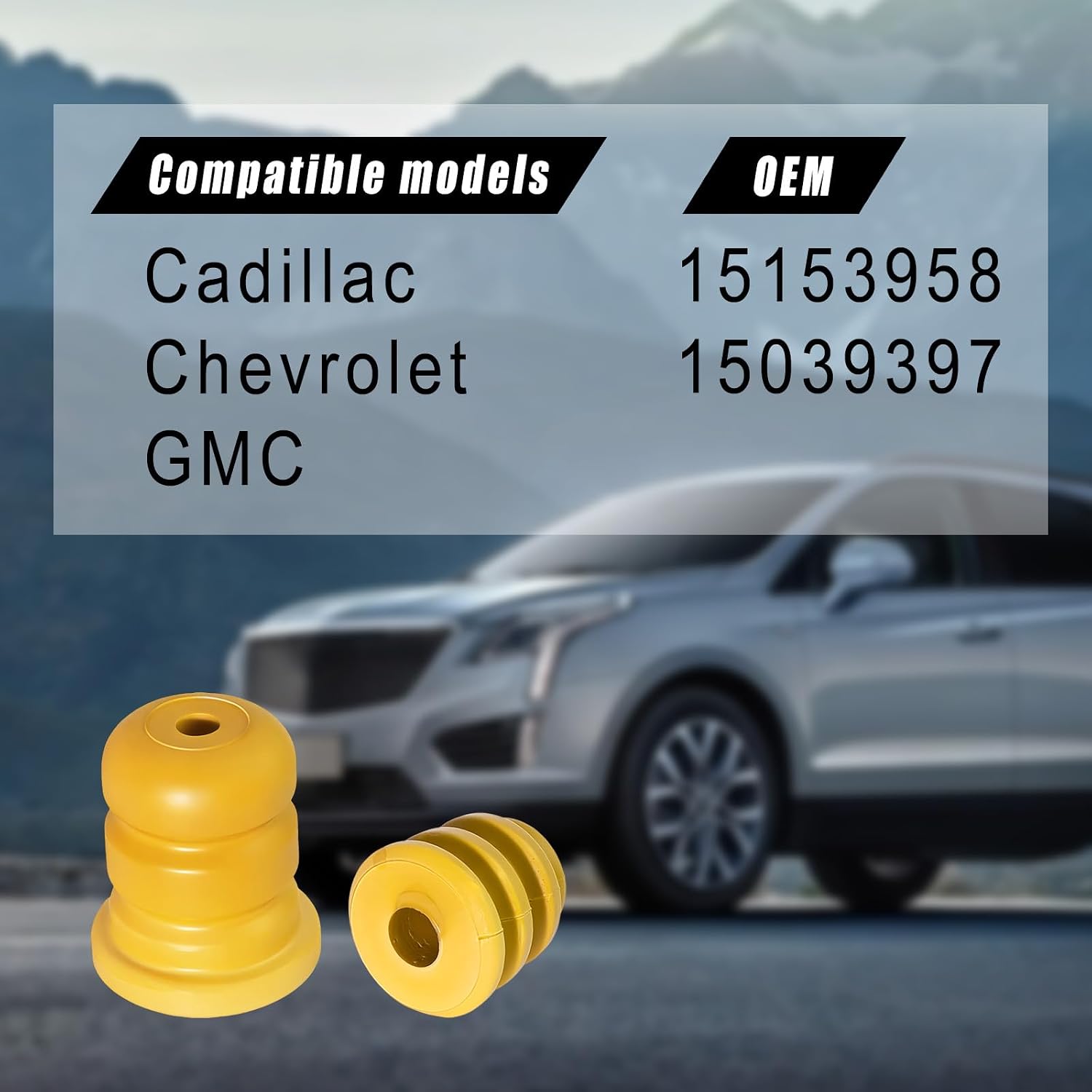 4 Pack Car Control Arm Bump Stops, OE Replacement 15153958 15039397 for Chevy, Silverado, Suburban, GMC, Yukon & Cadillac, Bump Stops for Suspension Kit (Yellow)