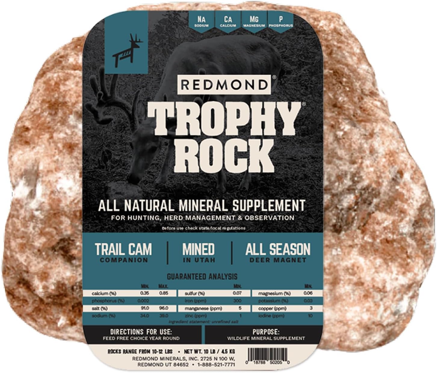 Redmond All-Natural Mineral Rock/Salt Lick, Attract Deer and Big Game 12 pounds