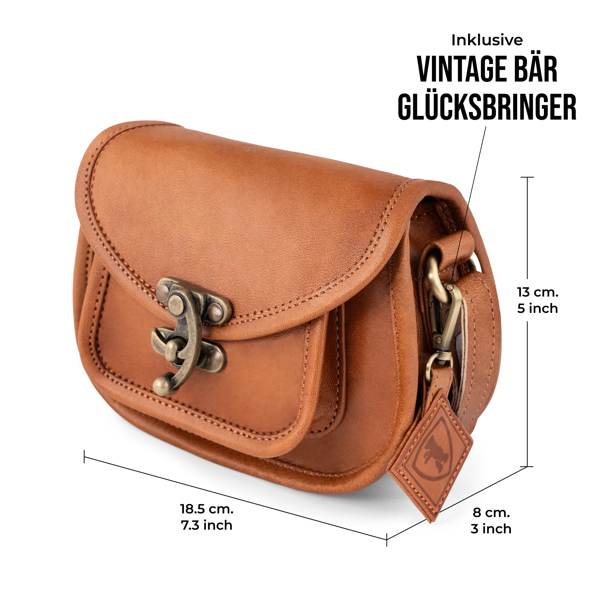 Berliner Bags Vintage Schultertasche Valencia, Kleine Umhängetasche, Handtasche aus Leder für Damen - Braun