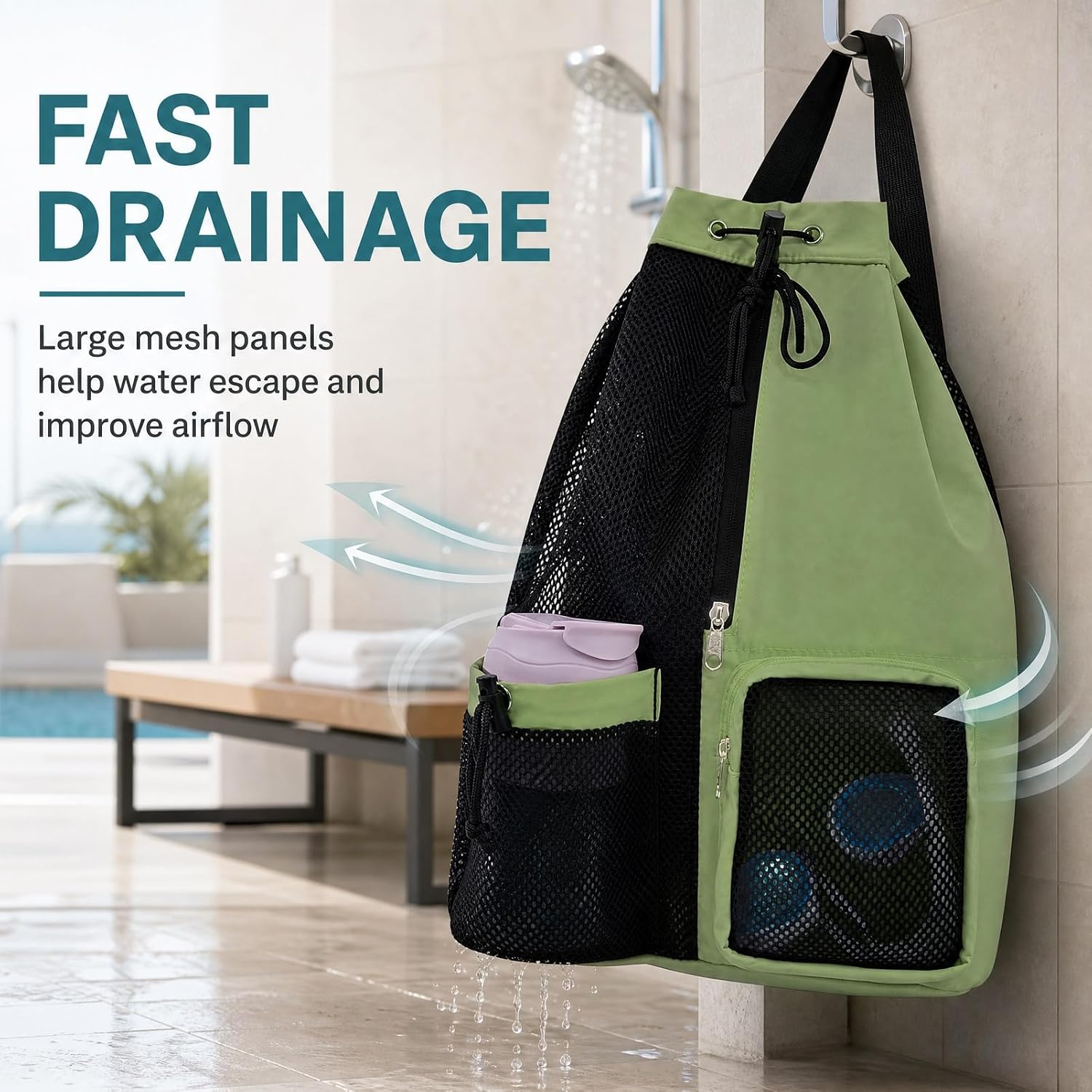 1-Pack Waterproof Mesh Drawstring Backpacks