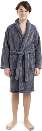 BC BARE COTTON Kids Microfiber Fleece Shawl Robe - Boys