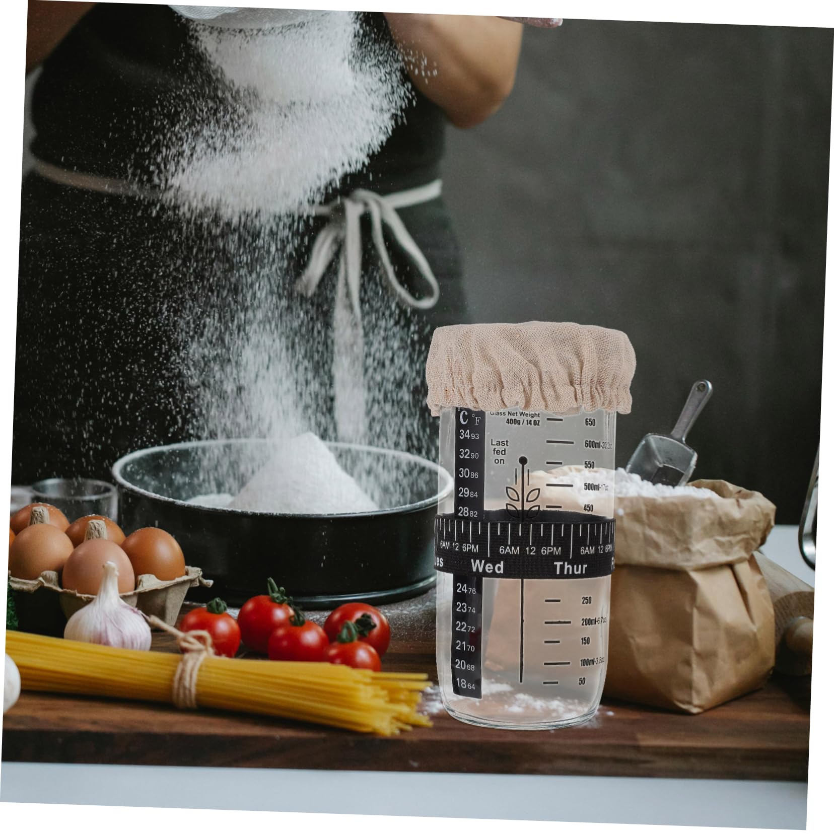 Kit Accessoires Pour Pot à Levain - Couvercles En Tissu, Bandes De Datation, Thermomètres Autocollants