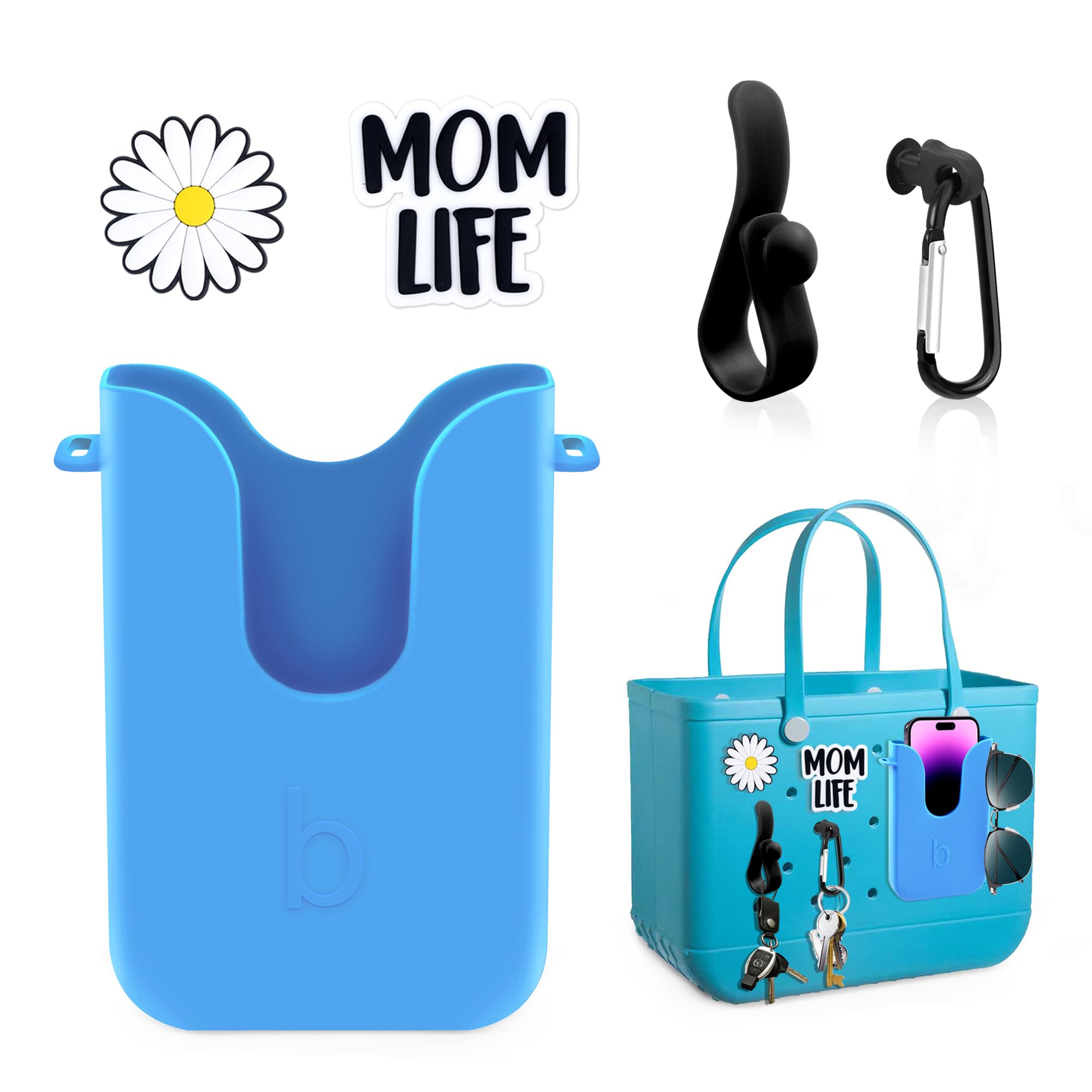 Silicone Phone Holder Compatible with Bogg Bag, Phone Case Holder Charms Accessory for All Bogg Bags and Beach Bag, Phone Holder Attachment for Beach