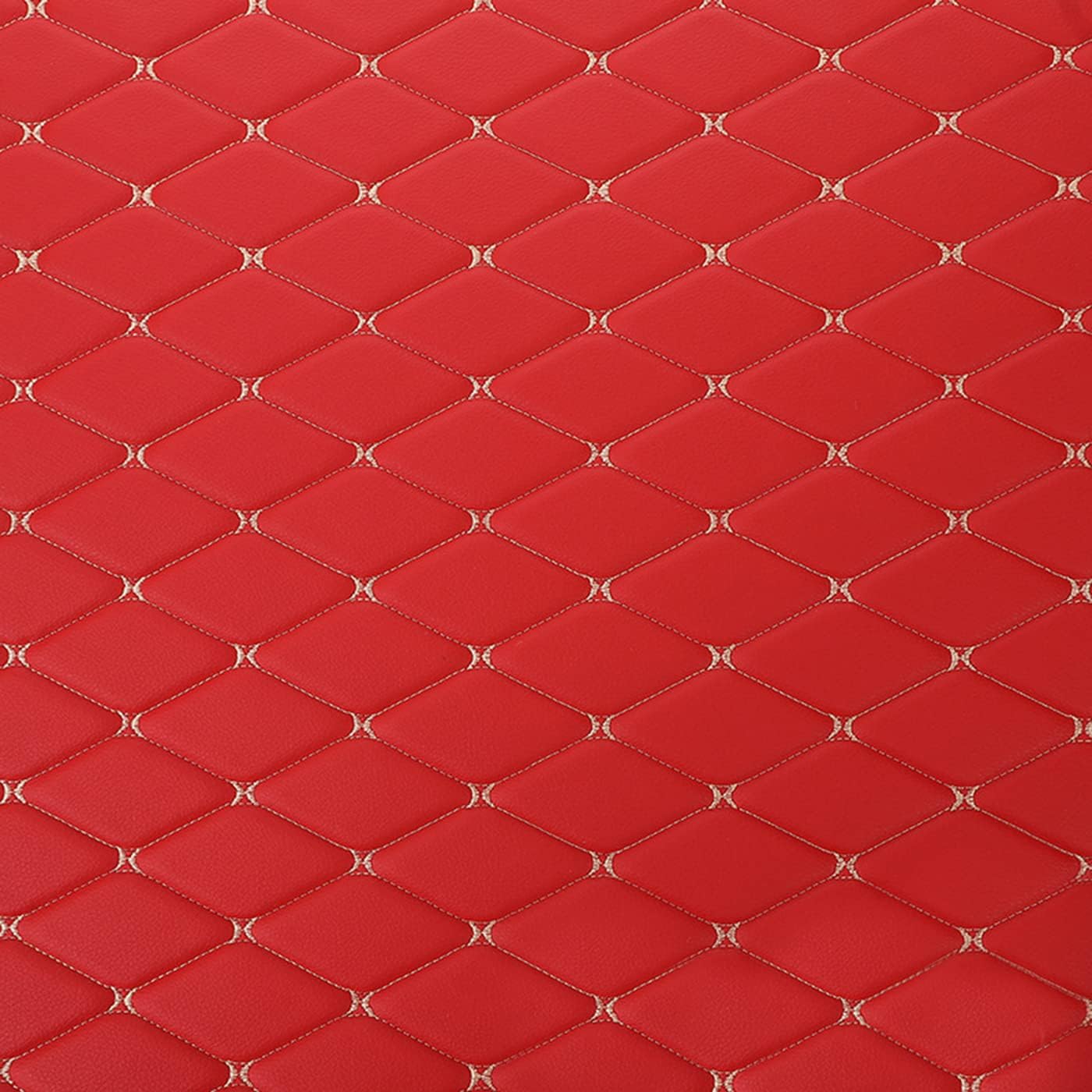 YABOO Quilted Foam Fabric Faux Leather Thick Sponge Backing Grain Texture DIY Upholstery headboard Car Headliner (red)
