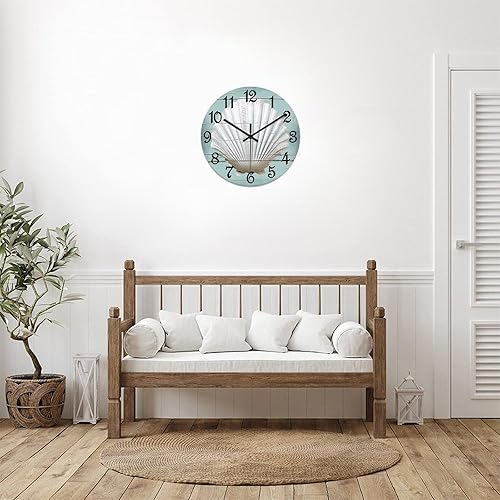 Miniatura 8 de Funlucy Reloj de pared con carcasa para el océano, funciona con pilas, silencioso, sin tictac, de PVC, 10 x 10 pulgadas, para decoración del hogar,