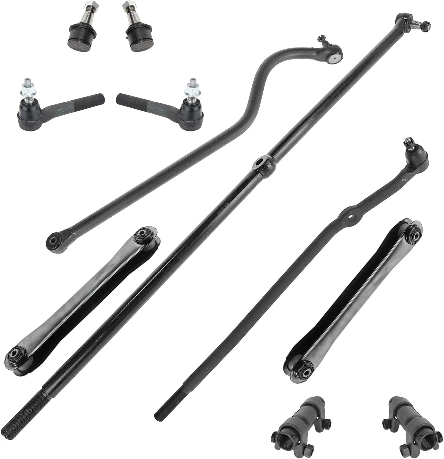 TRQ Front Steering & Suspension Kit Ball Joint Control Arm Drag Link Tie Rod Tie Rod Adjusting Sleeve Track Bar Compatible with 2000-2002 Dodge Ram 2500 Ram 3500