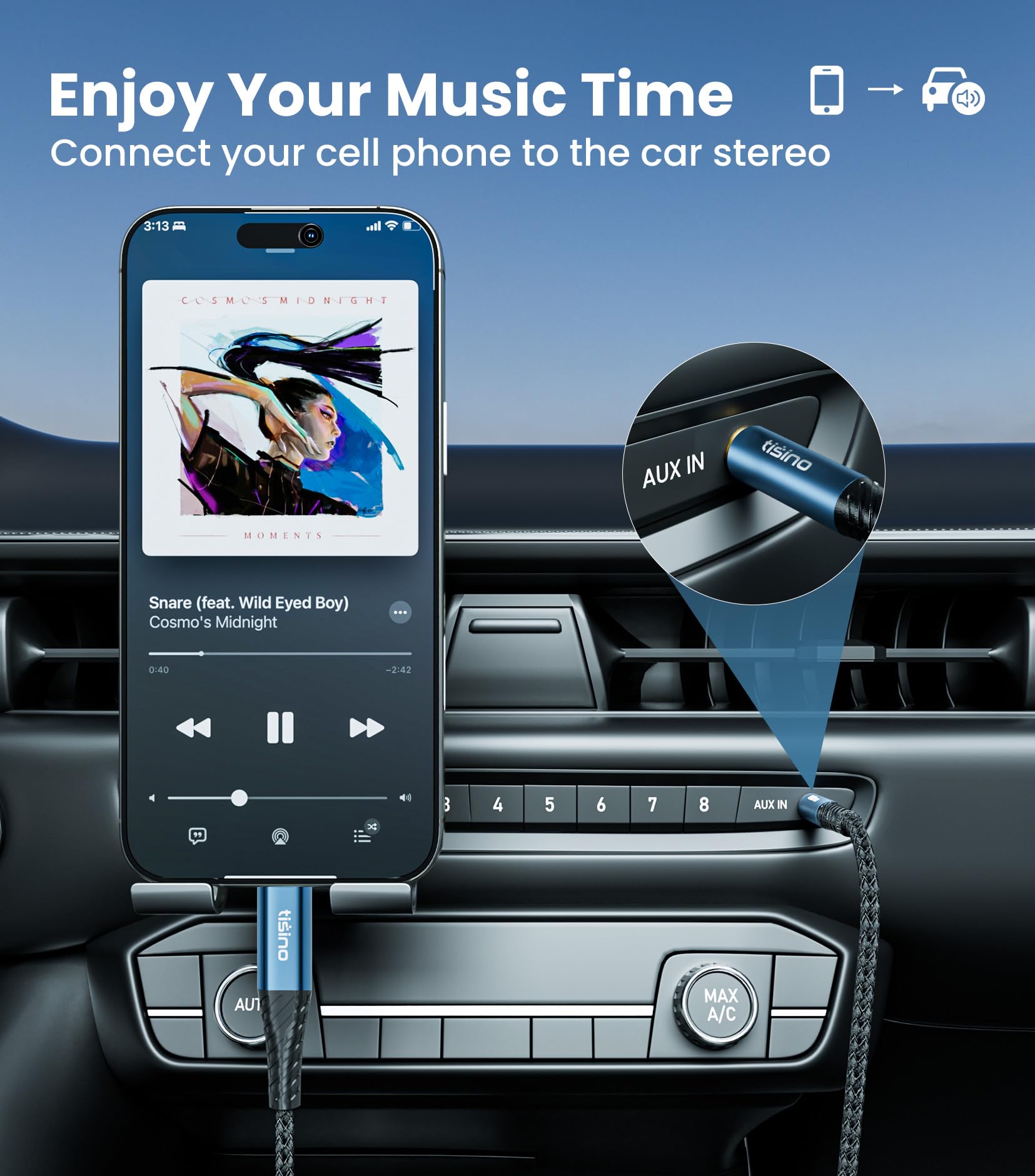 Tisino Cavo Aux 3,5mm a usb C (0,5m), cavo ausiliario per cuffie stereo Hi-Fi, compatibile con iPhone 15, 15 Pro Max Plus/Galaxy S24/S23 Ultra/iPad Pixel 9