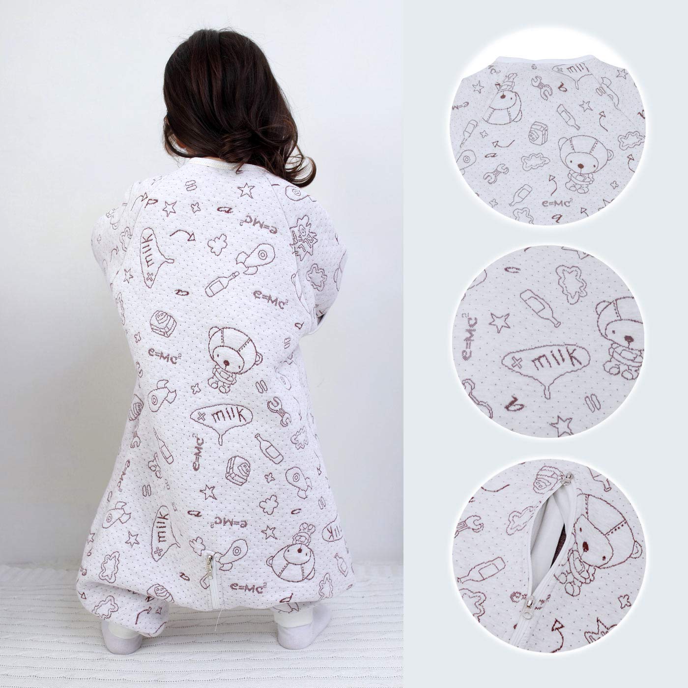 Happy Cherry - Mamelucos Enteros de Algodón para Bebé con Estampado Lindo Pijamas Transpible para Chicos con Estampado Lindo Caliente Invierno Otoño 1-2.5Tog - 3-5 Años