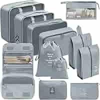 Set Organizer Valigia 12 Pezzi - Cubi Per Viaggio Impermeabili Grigio - Foto 3