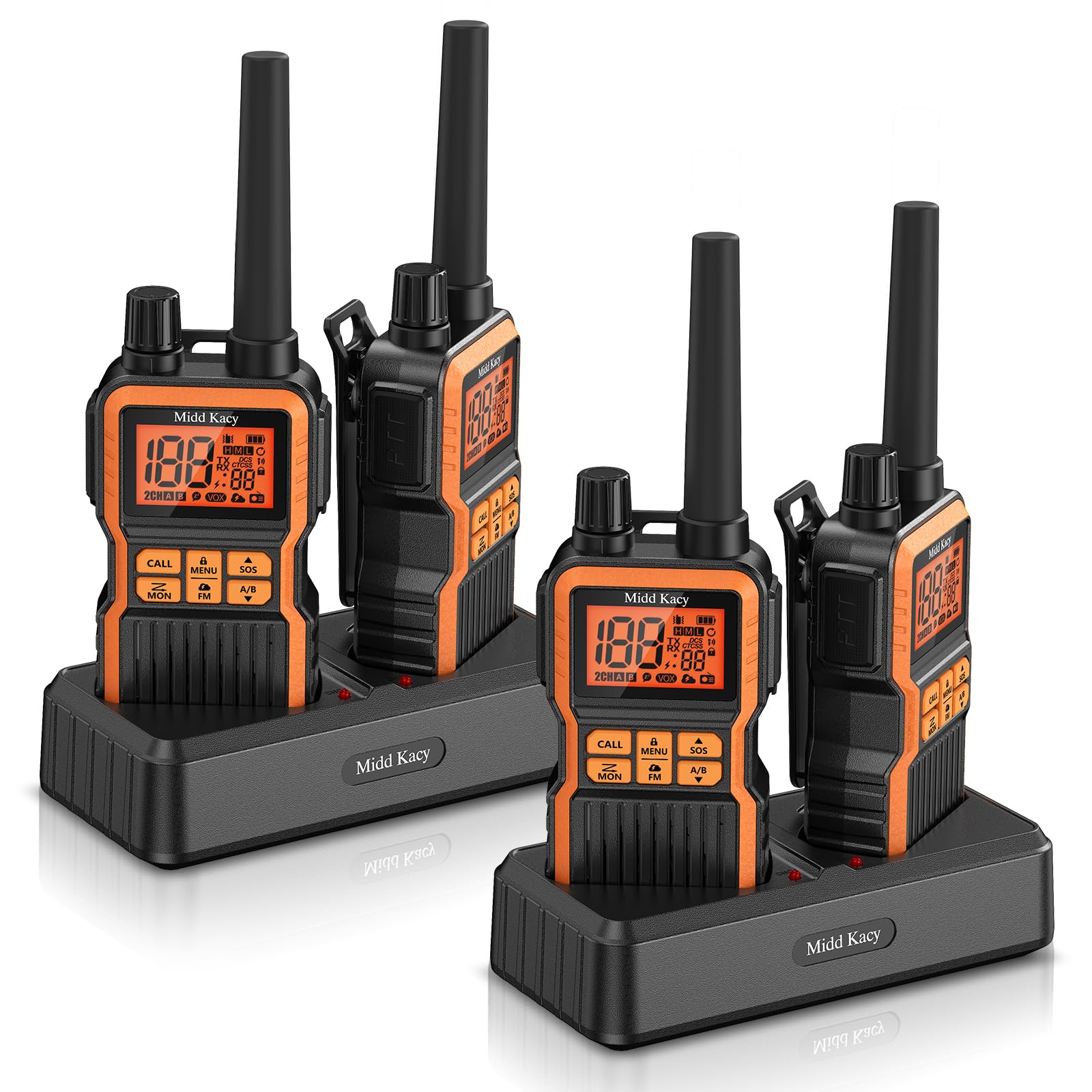Midd Kacy MK108 Walkie Talkies 4 Pack Orange