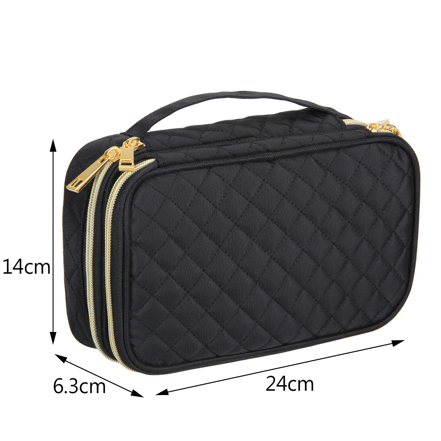 Teamoy Étui à Bijoux de Voyage, Pochette Bijoux Voyage matelassé à Double Couche avec Compartiments, Porte-Collier et Panneau de Boucles d'oreilles, Noir