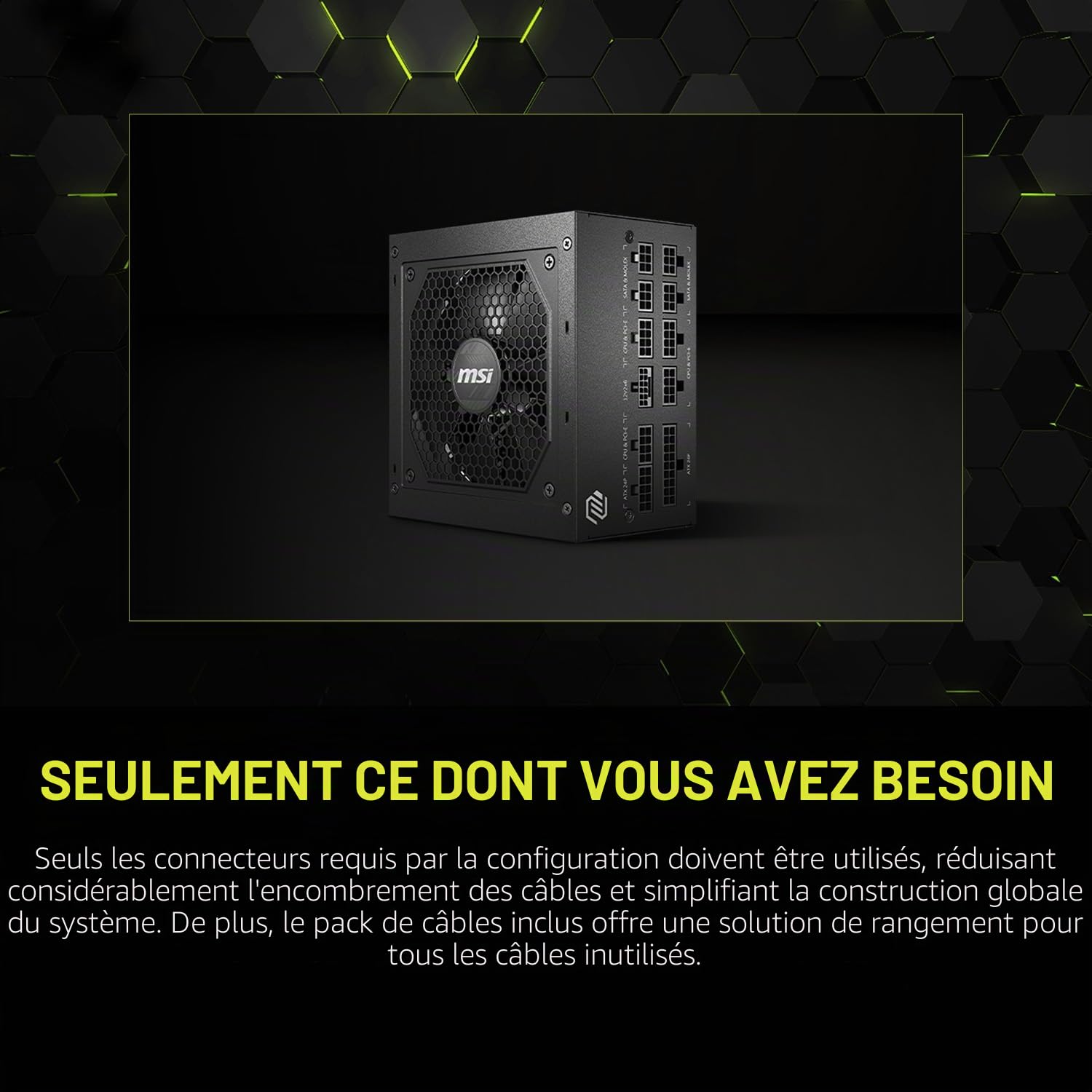 MSI MAG Bloc d'alimentation 850 W 80 Plus Gold - ATX 3.0 PCIe 5.0 Ready - 12VHPWR [MAG A850GL PCIE5]