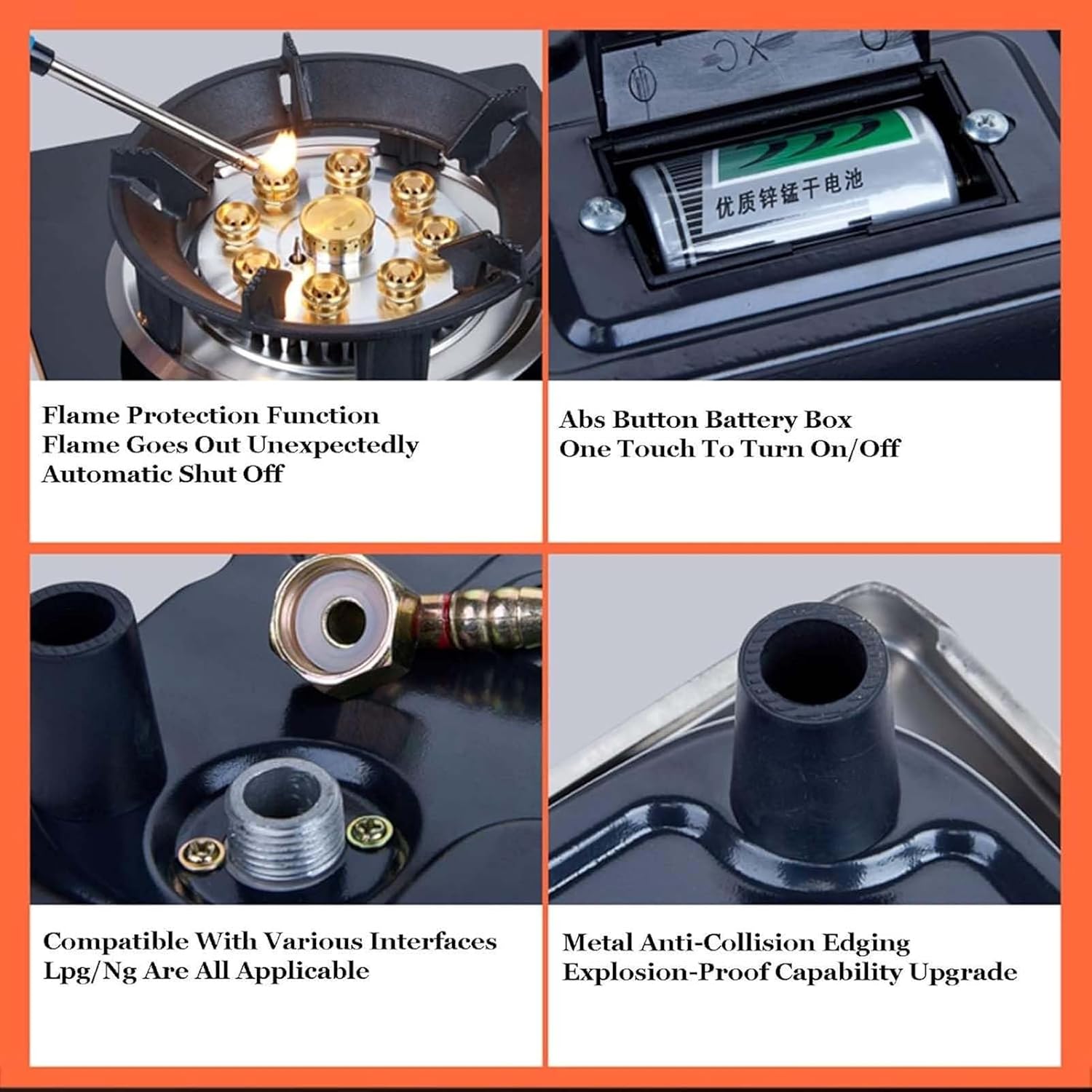7KW Portable Gas Stove - Embedded and Desktop Cooker, Tempered Glass Burner, Adjustable Flame Size Household Hob, Easy To Clean(NG)(Lpg)