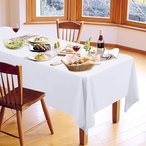 Miniatura 141 de Paquete de 4 manteles redondos blancos de 120 pulgadas – Mantel circular de poliéster para mesa redonda, resistente a las manchas y a las arrugas