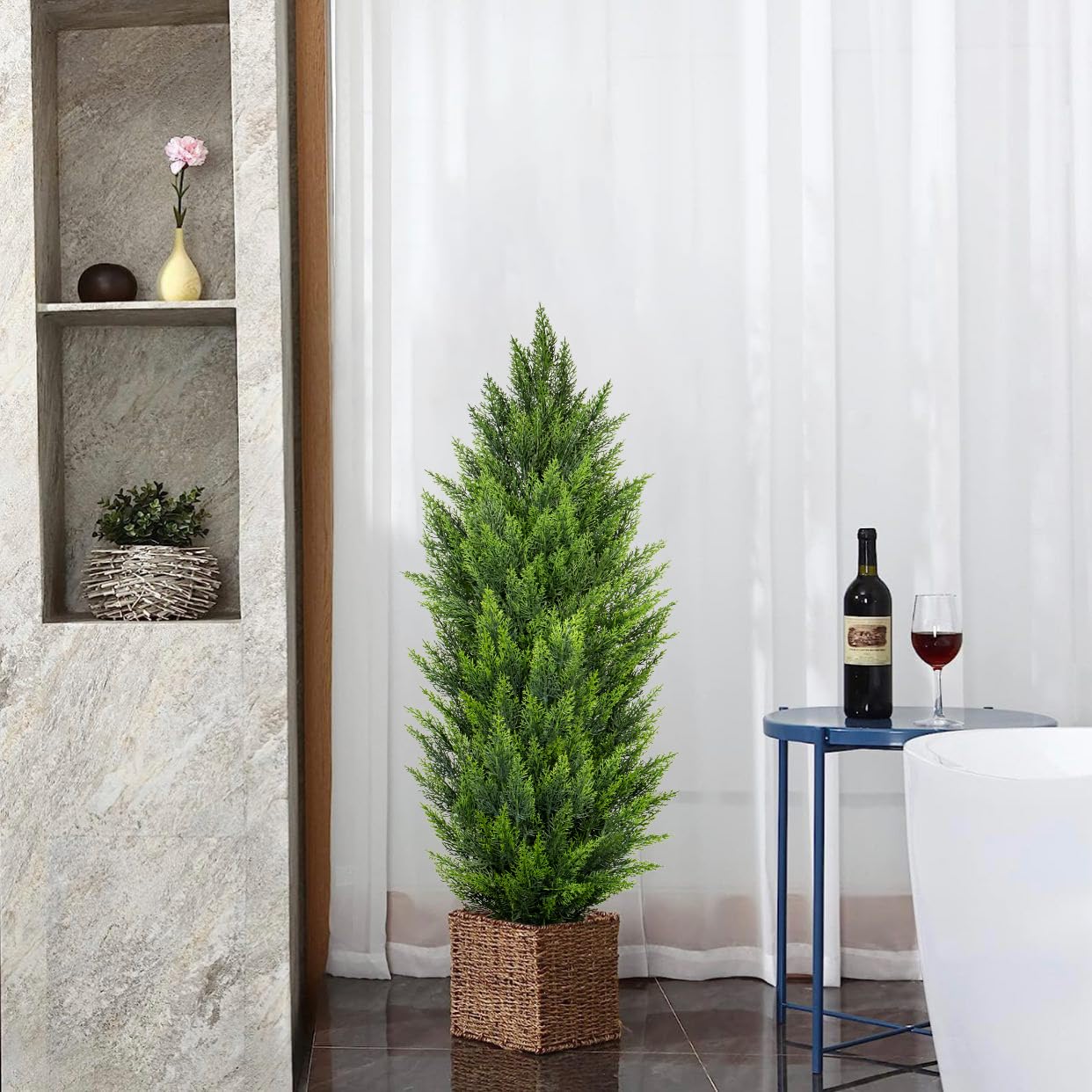 2 Cipressi Artificiali 120 Cm - Piante Finte UV Per Esterno/Interno, Vaso Incluso, Decorazione Giardino - Foto 12