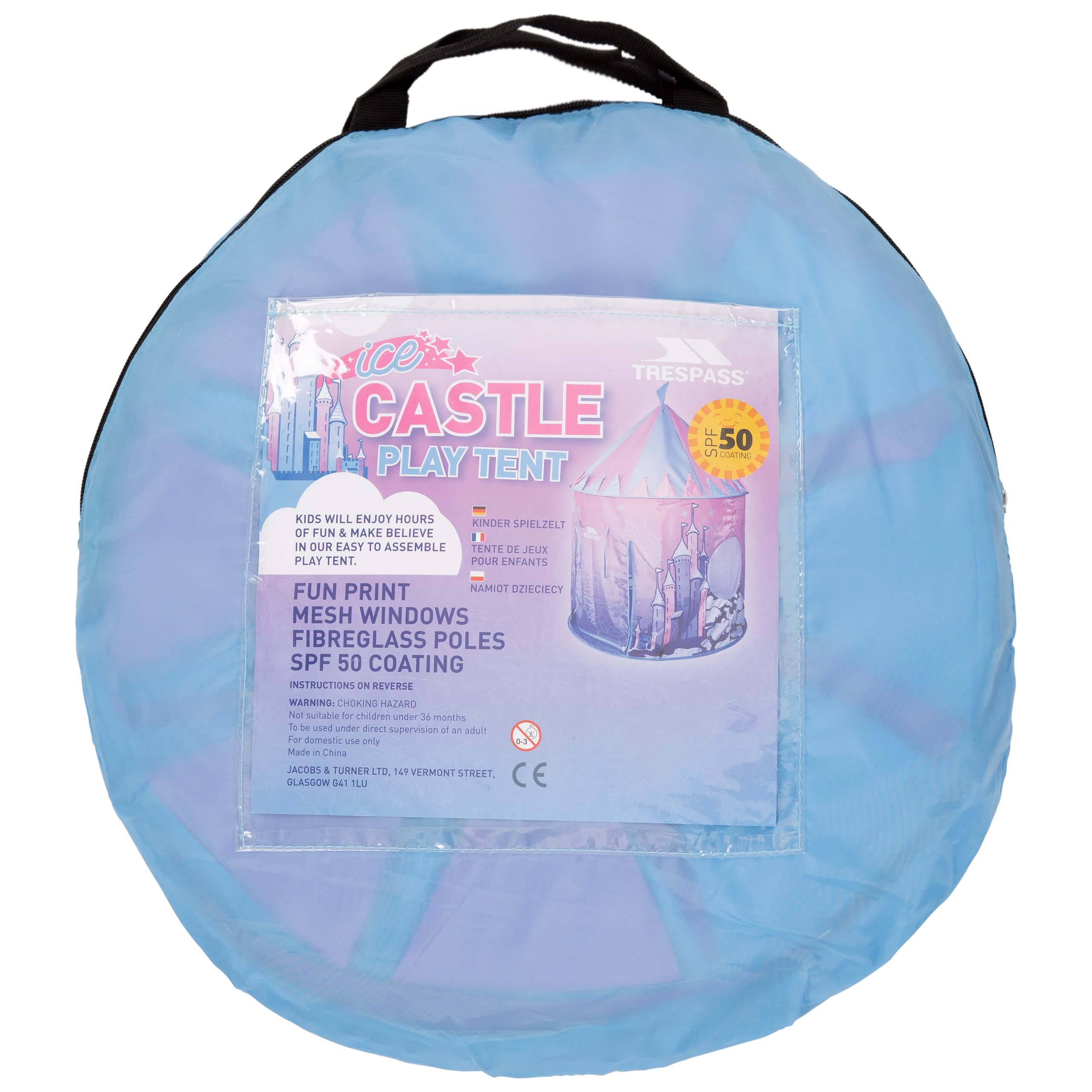Trespass Namiot Pop Up Namiot do zabawy dla dzieci 130 cm x 105 cm Zamek Impreza Wewnątrz na zewnątrz Ogród Zabawki Zamek