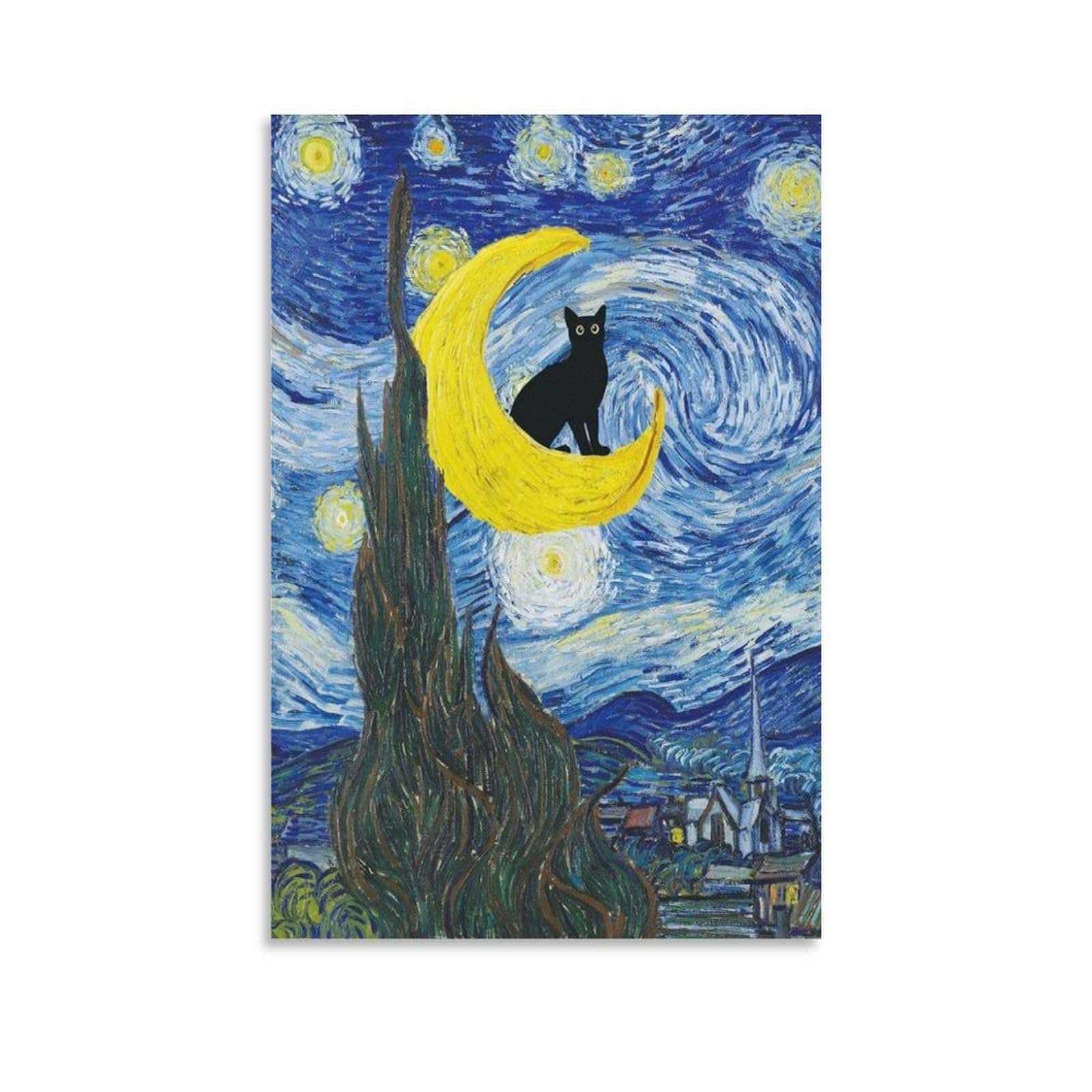 Amazon.co.jp: 黒猫絵画 ゴッホ ヴィンテージ 有名アート ンチ 猫と