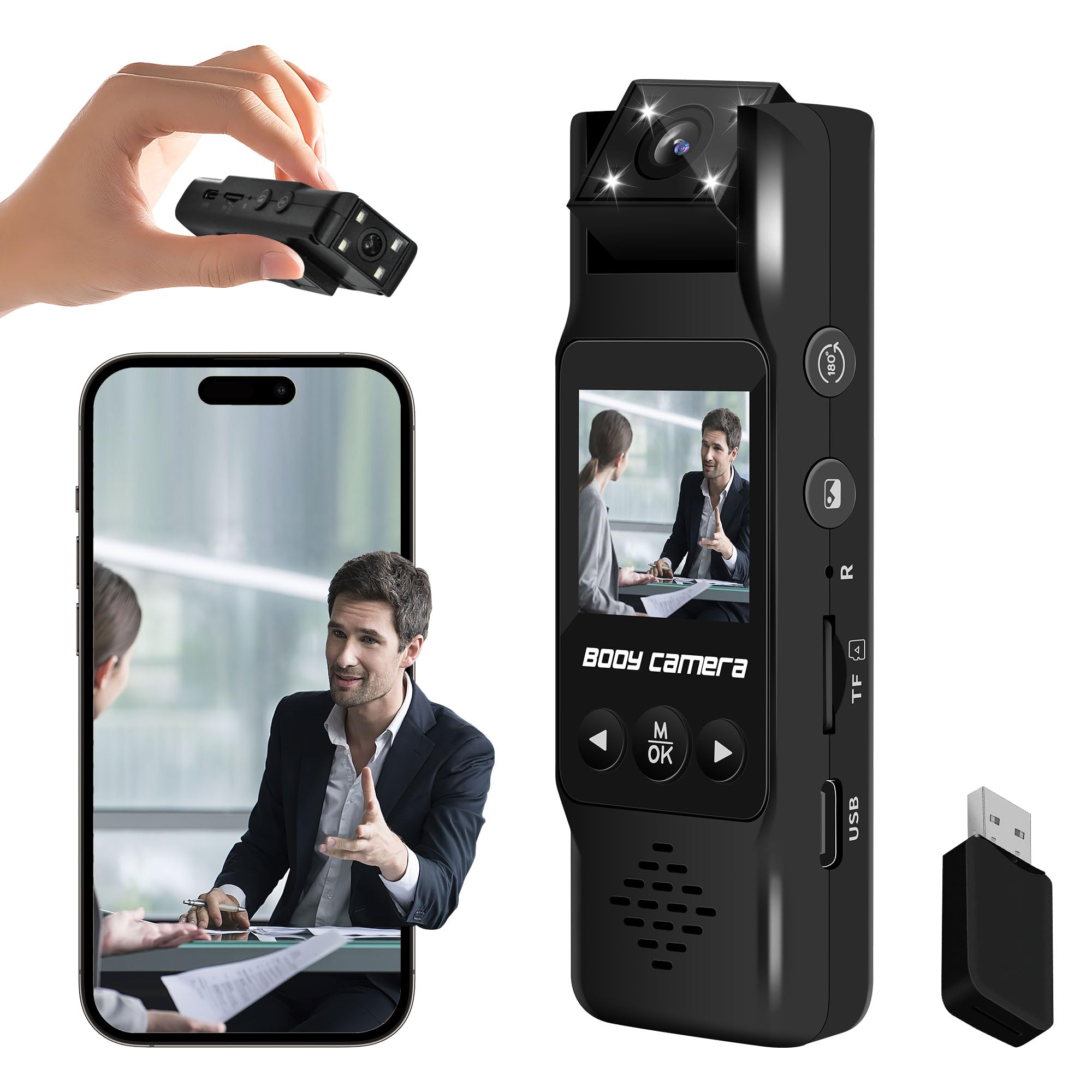 NinjaCam Action Cam 4K WiFi, Bodycam Mini Körperkamera, Helmkamera Motorrad, Sportkamera Wasserdicht bis 30M, Vlog Kamera, Tragbare Kabellose Actionkamera für Outdoor Sportarten, Schwarz