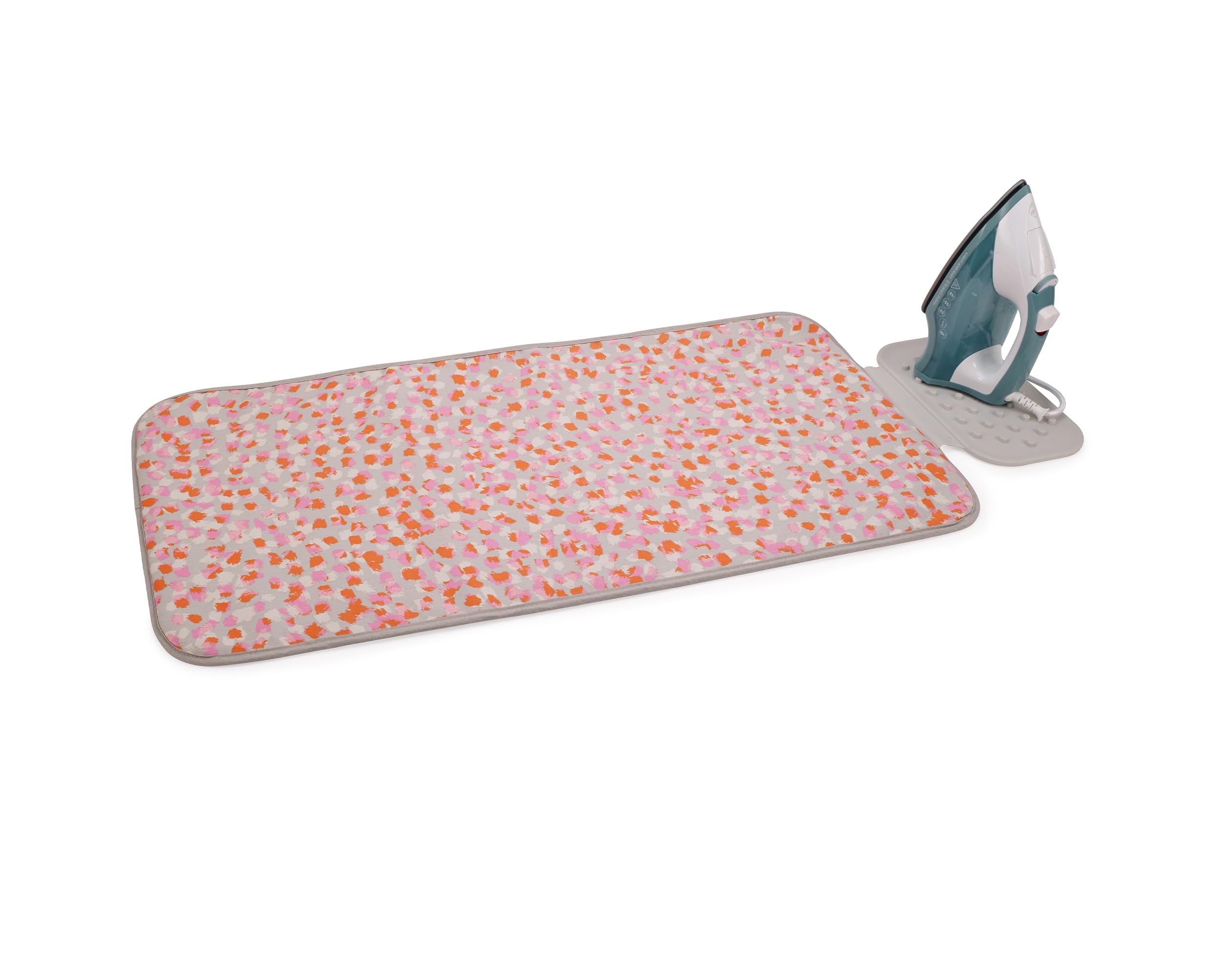 Joseph Joseph Swift Folding Ironing Mat with Silicone Iron Rest, Heat and Steam Resistant, Non-Slip Ironing Pad, Compact Storage, 35.4 x 18.5 in, Peach Blossom