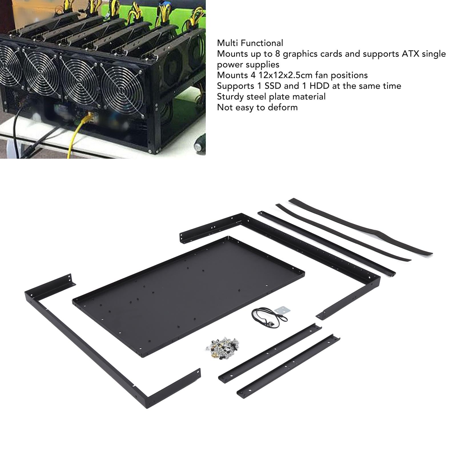 Luocute DIY Otwarta Ramka PC, Obsługa Karty Graficznej od 6 do 8 GPU DIY Podwozie Komputerowe dla Płyty Głównej ATX MATX, Komputer Obsługuje płytę główną ITX Doskonałe Chłodzenie