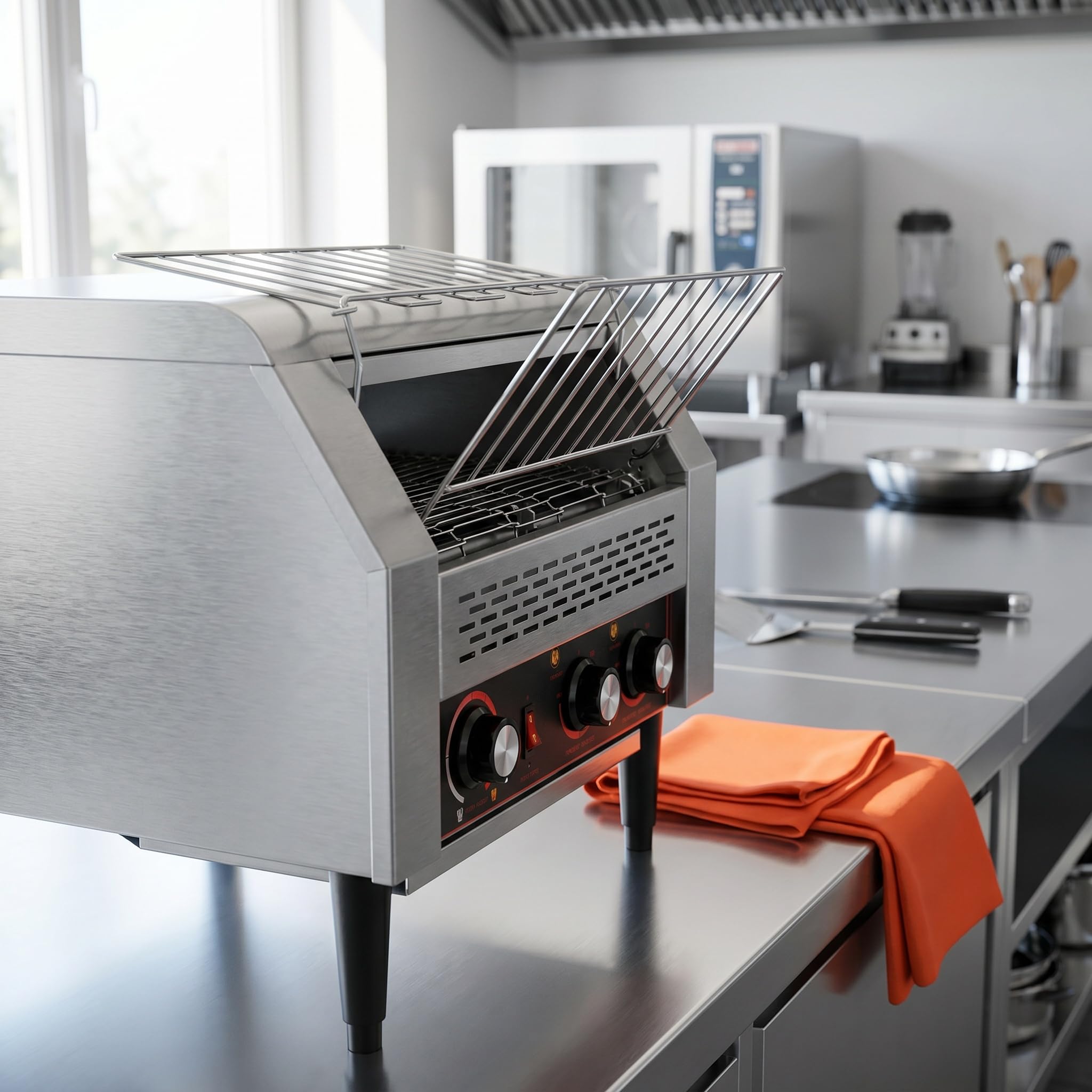 Four Grille-Pain électrique à Convoyeur Professionnel - 450 Tranches/Heure, Acier Inoxydable - Idéal pour Restaurants, Boulangeries Et Buffets - Haute Efficacité Et Conception Durable