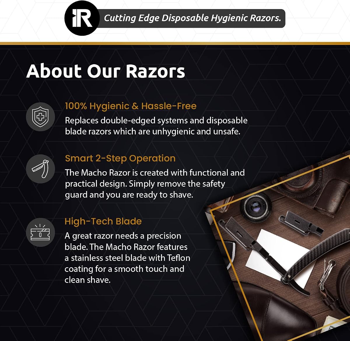 100 maquinillas de afeitar desechables de acero inoxidable para hombres | Cuchilla y protector de acero inoxidable: accesorios esenciales de barbero para un afeitado y cuidado apurado de Better Barber