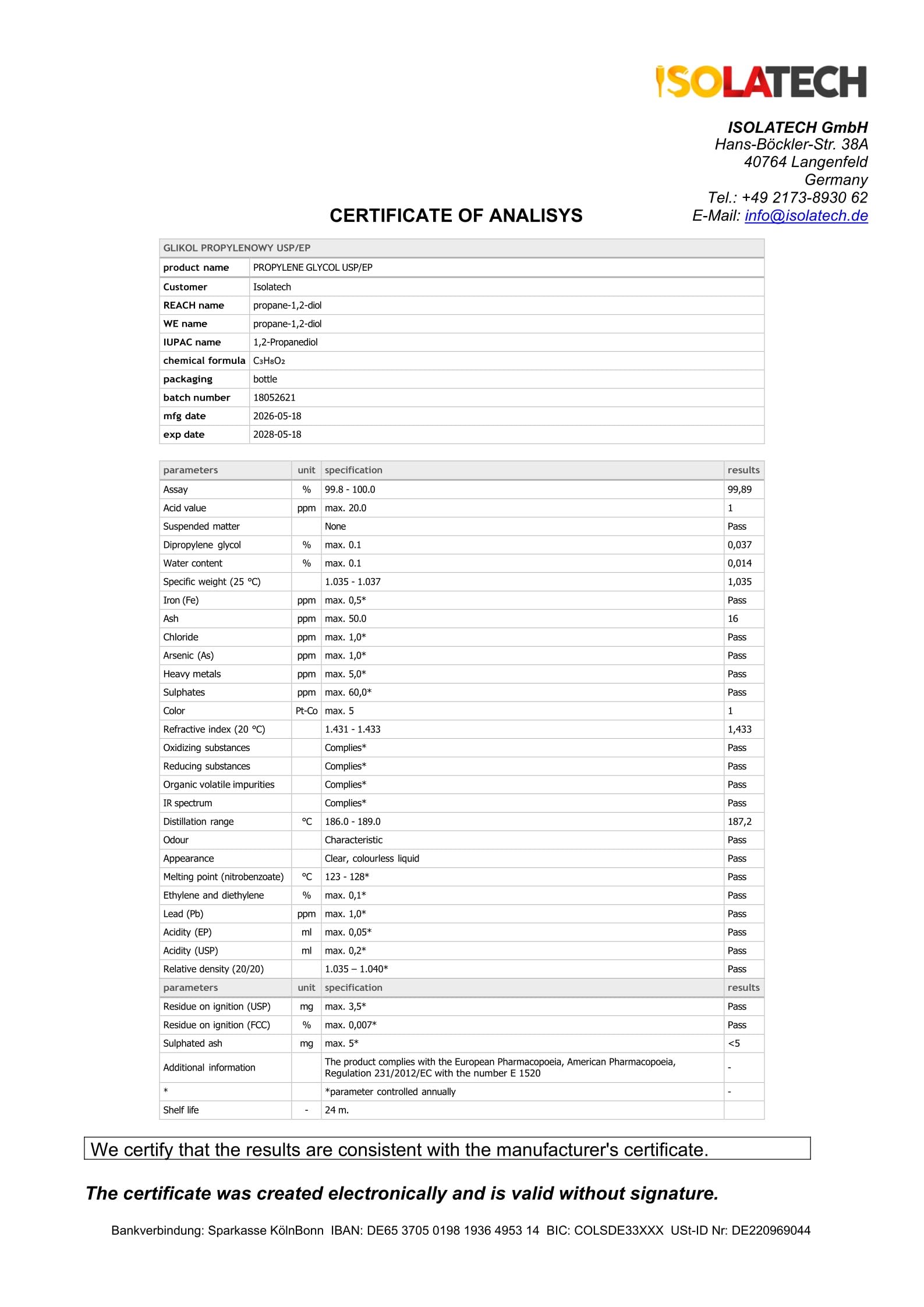 ISOLATECH Propylène Glycol 5L 99,9% Qualité Pharmaceutique | Pour Alimentation & Cosmétique | Incolore, Inodore | 1,2 Propanediol en Bidon | Avec Robinet de Soutirage SABEU Fluxx