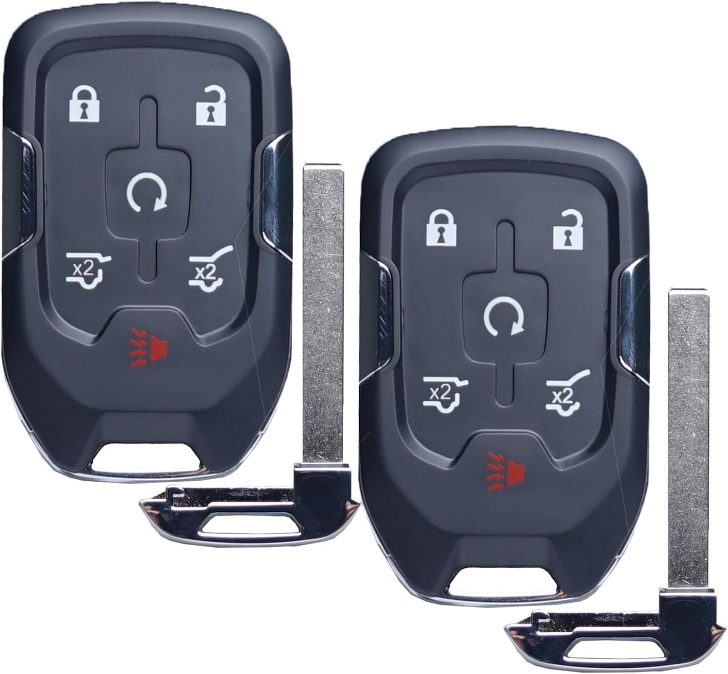 Car Key Fob Replacement Fits for Chevy Suburban Tahoe GMC Yukon/Yukon XL Denali 2015- 2020 Push Start 6 Buttons Smart Keyless Entry Remote Start Control ‎13580804 Set of Two HYQ1AA 13508280