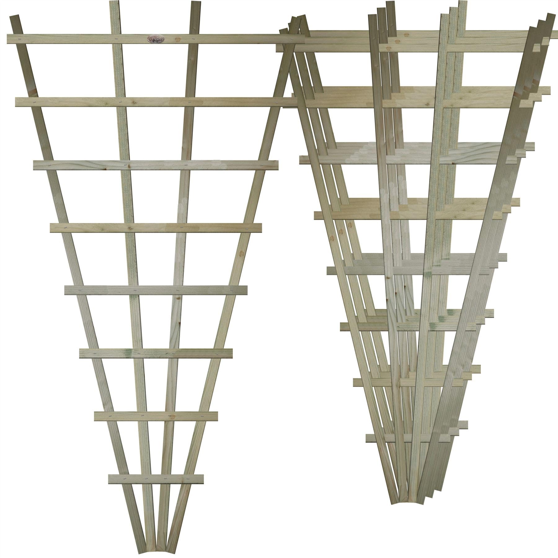 Wooden Fan-Shaped Standard Trellis for Climbing Plant Support, 6ft x 3ft for Garden Wall & Fencing | Decorative Fence Panel for Clematis, Honeysuckle, & Roses (Wide: 101cm x High: 182.8cm) (4 Pack)