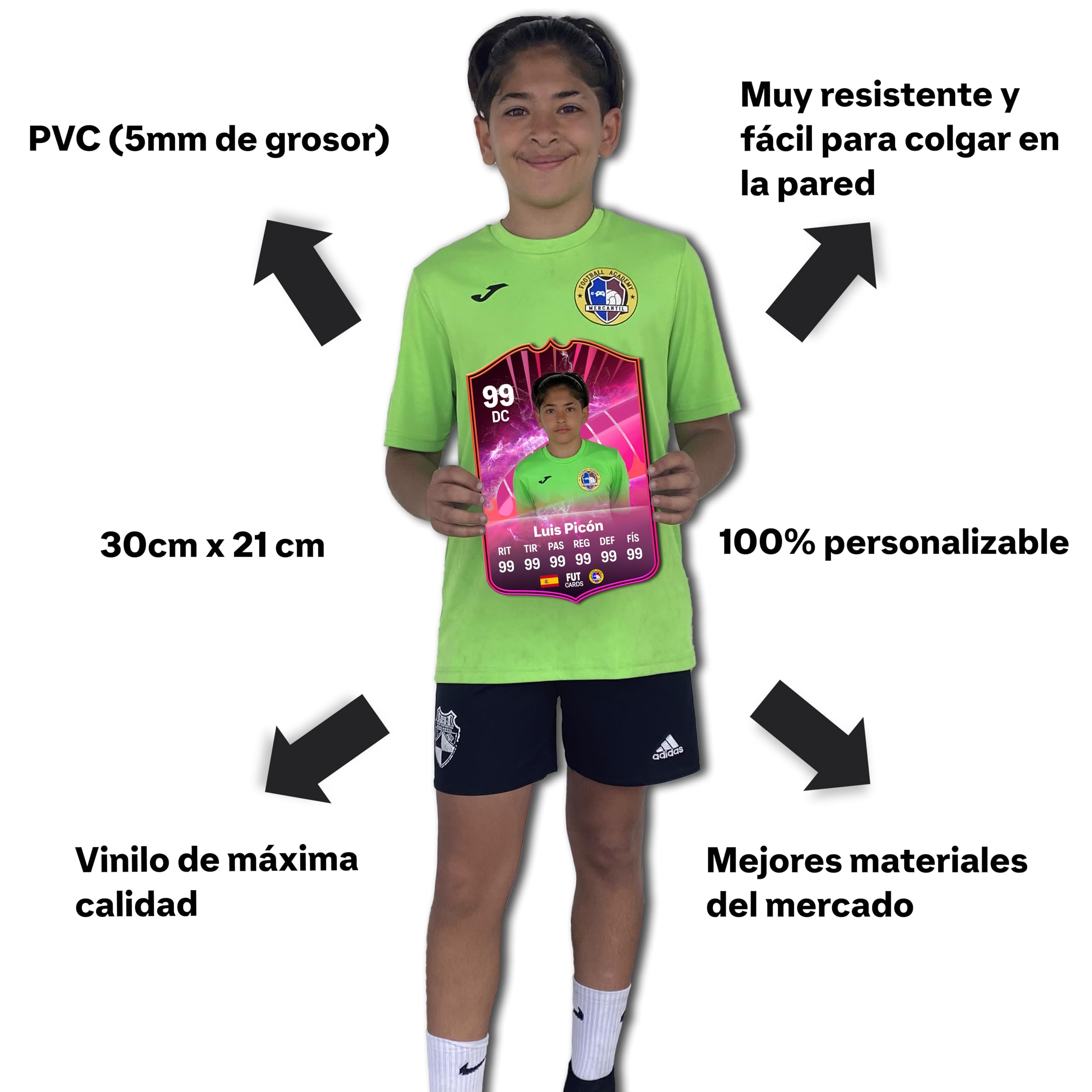 Carta de Fútbol Personalizada - FC25 Heroes - 5mm de Grosor en PVC con Impresión en Vinilo Perfecta para Regalos, Decoración y Fans del Fútbol - Regalos Originales - Amigo Invisible