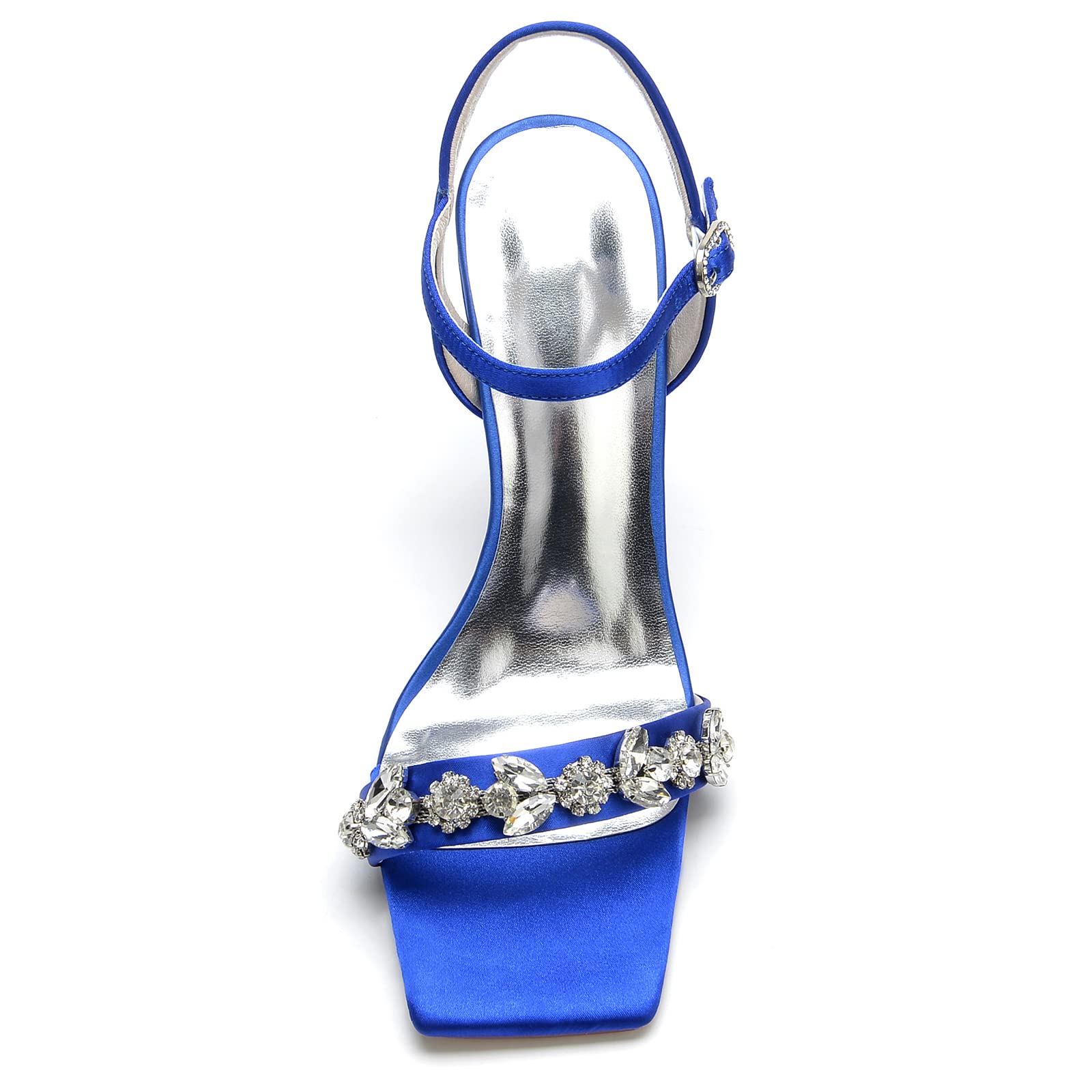 Zapatos De Novia Boda Sandalias De Tacón Alto Mujer 9,5 Cm Punta Cuadrada Abierta Y Tiras Tobillo Bodas Fiestas Graduaciones Trabajos Citas Tacones Aguja