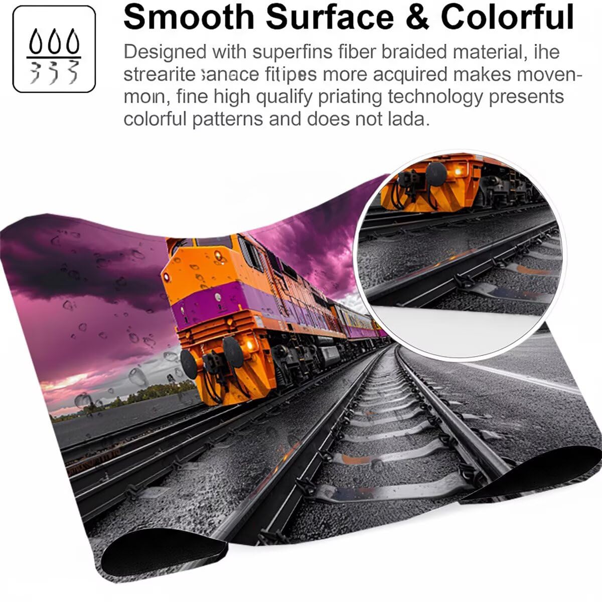 Tappetino per Mouse Gaming XXL 1200x600x3mm – Ufficio Mousepad Grande – Migliora la Velocità e la Precisione Tenuta Stabile Sottomano per Ufficio e Casa Accessori Scrivania – Treno Paesaggio LMDT6302