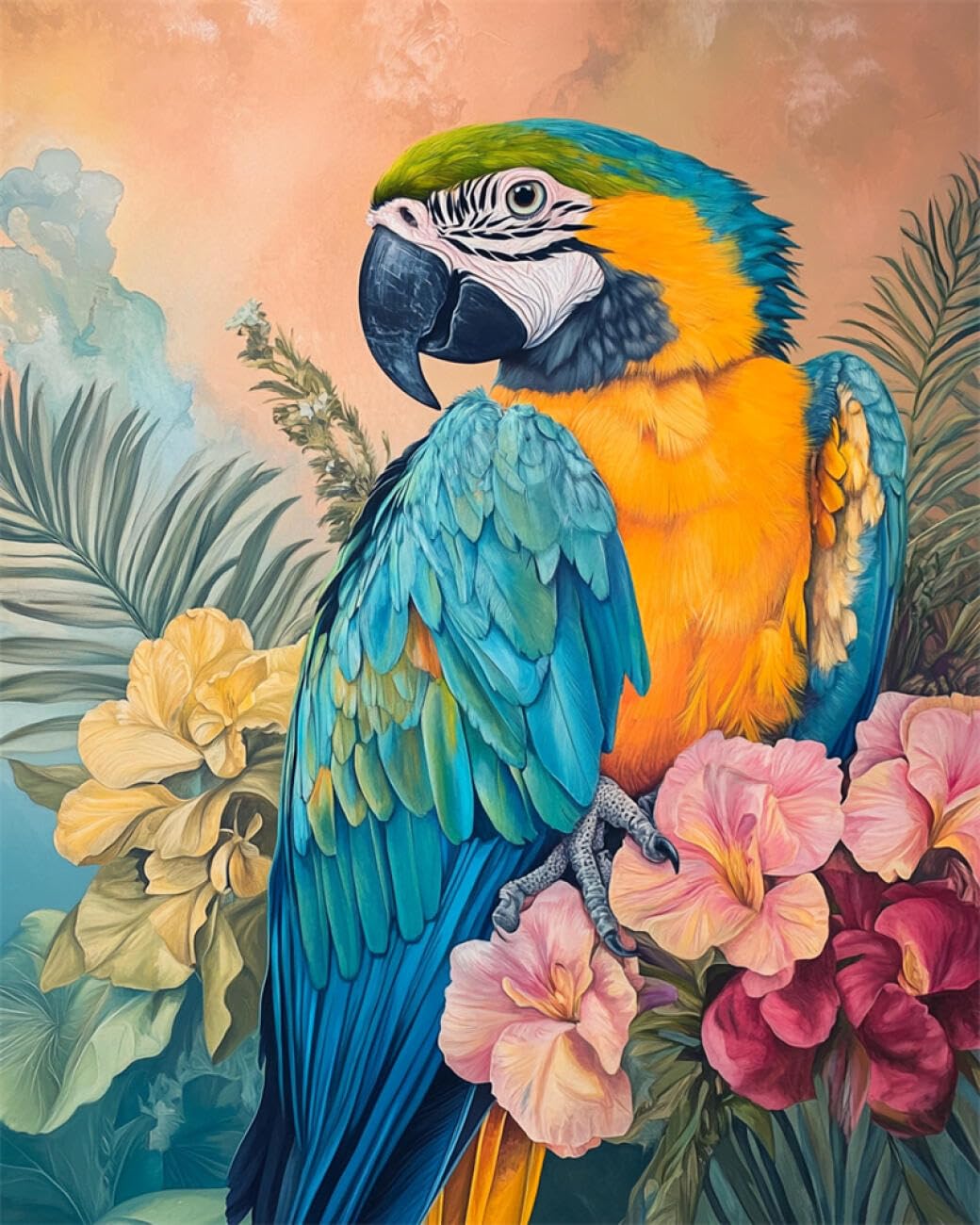 Rkflgew D Iy See Bea Embroidery Kits Parrot Oil Painting 50X70cm