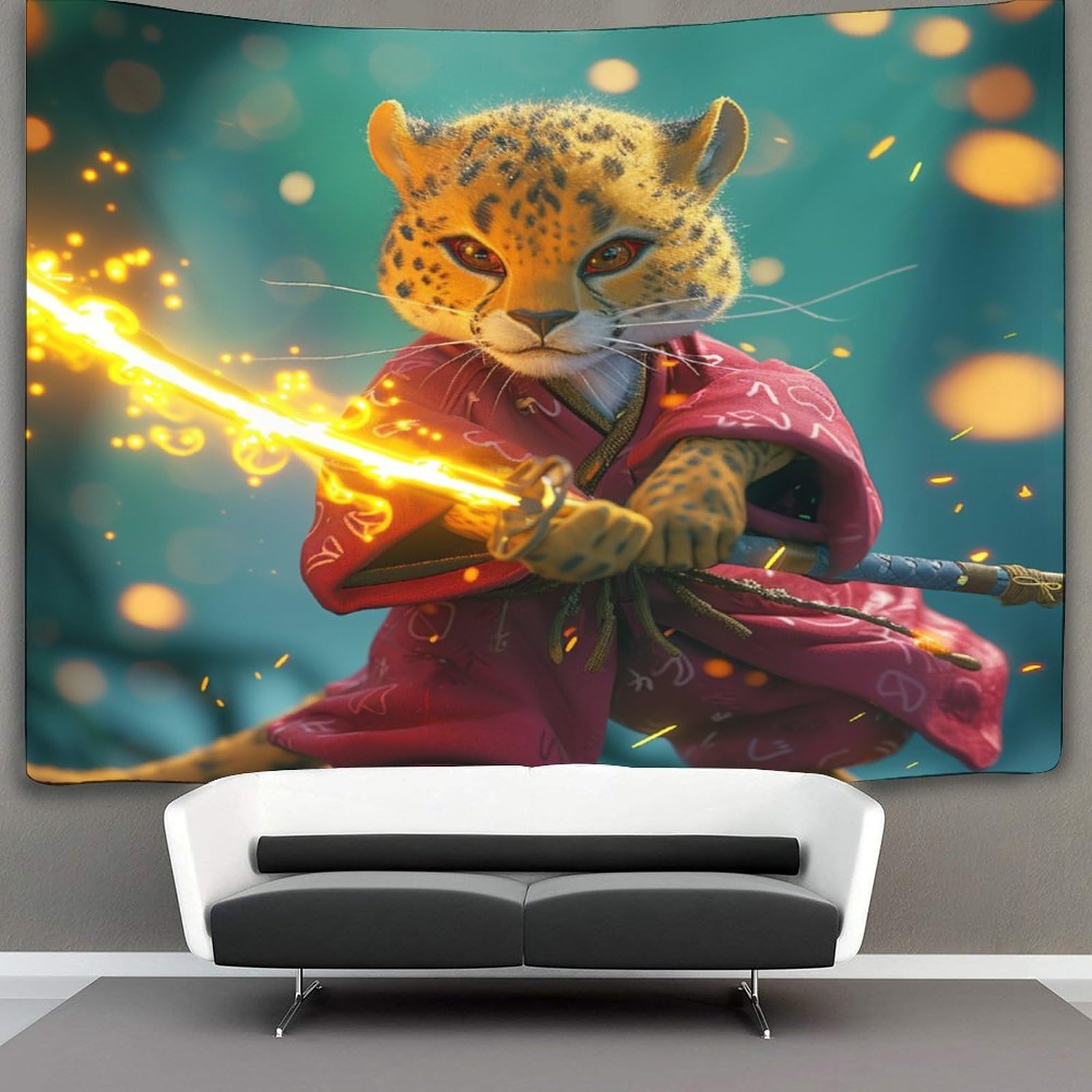 kaiyun Cool Male Cheetah Tapestry Wall Hanging Animal Wall Art for Living Room Bedroom Dorm 100cmx150cm