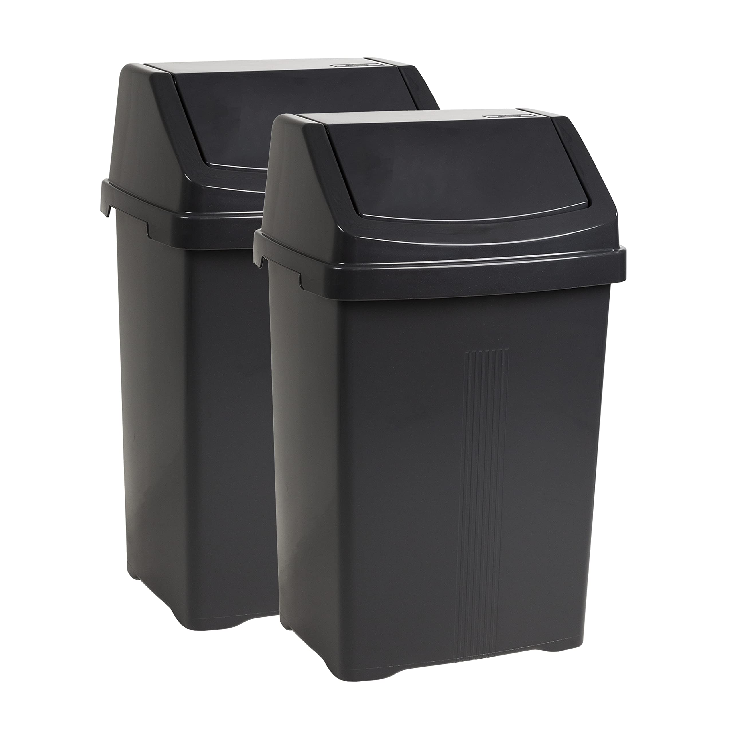 Buy 2 x 50L Litre Plastic Dustbin With Swing Top Lid Waste Paper