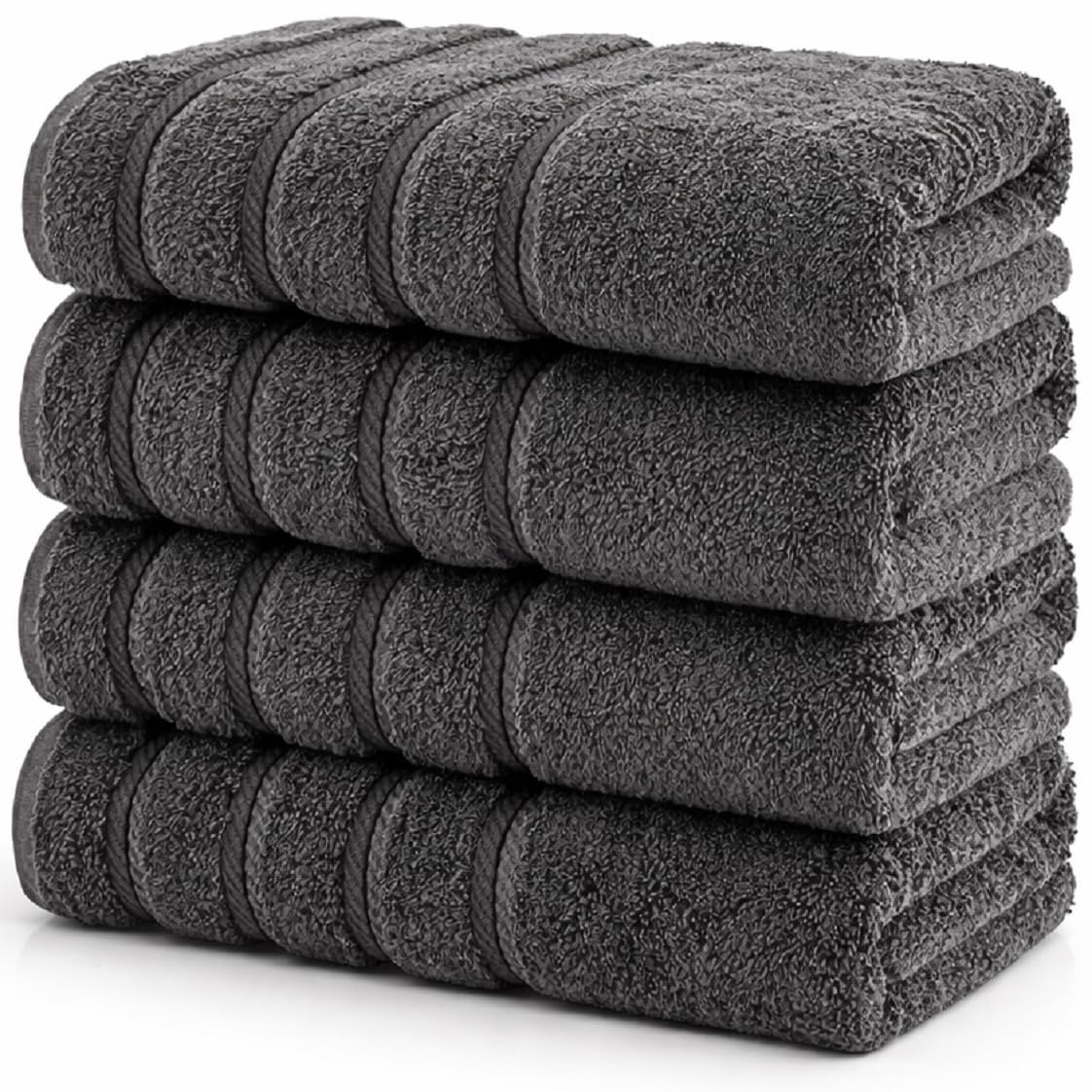 EDB Large Jumbo Bath Towel Sheets Set of 4 Super Soft 100% Cotton 75 x 150 cm Highly Absorbent Beach Towels 500-GSM (Charcoal Grey)