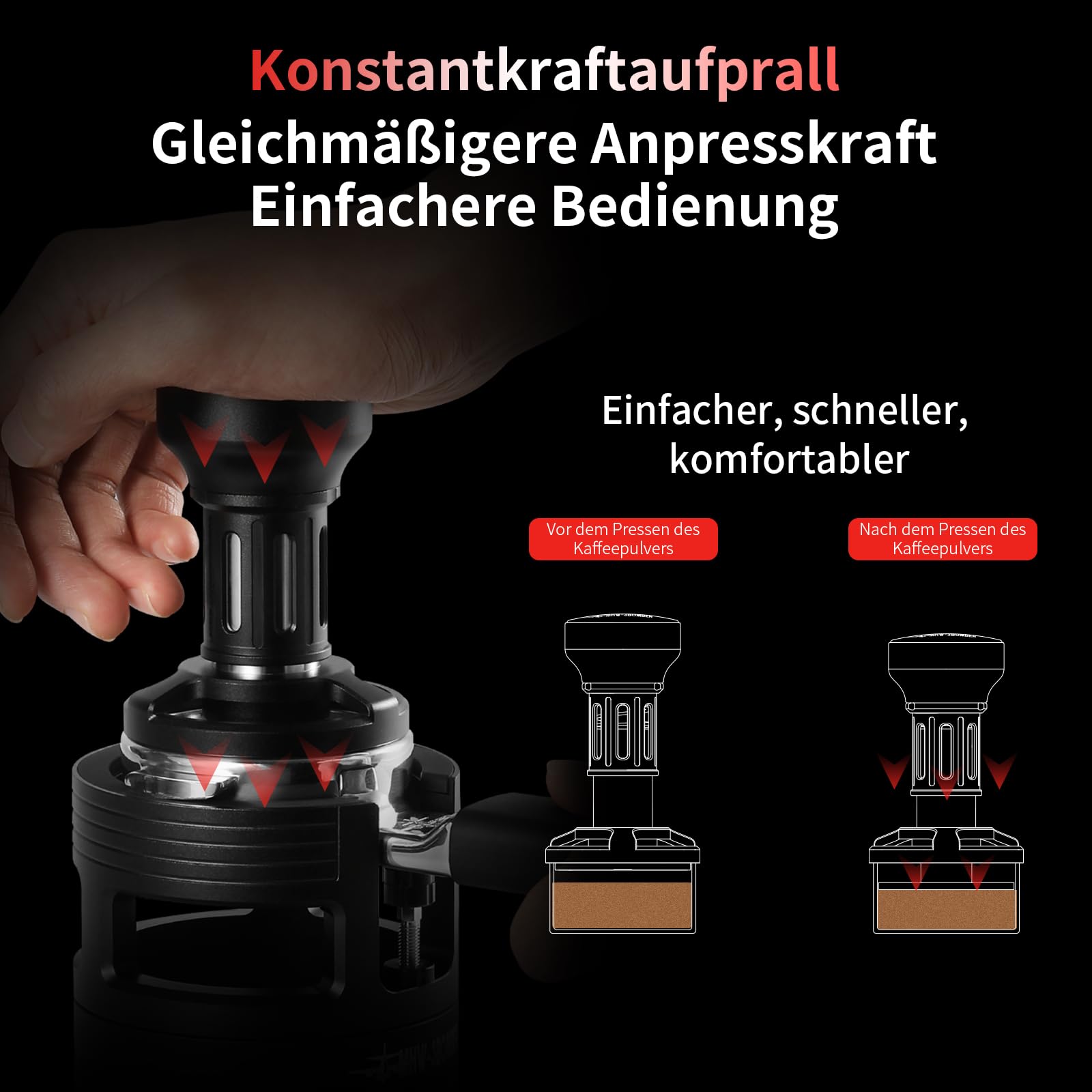 MHW-3BOMBER Yu Impact Kaffee Tamper 54 mm, Konstanter Druck Tamper mit Sound Feedback, Eingebaute 4 federbelasteten, 54mm Kaffee Tamper,Barista Zubehör Espresso Zubehör, Modell: T6147-OS